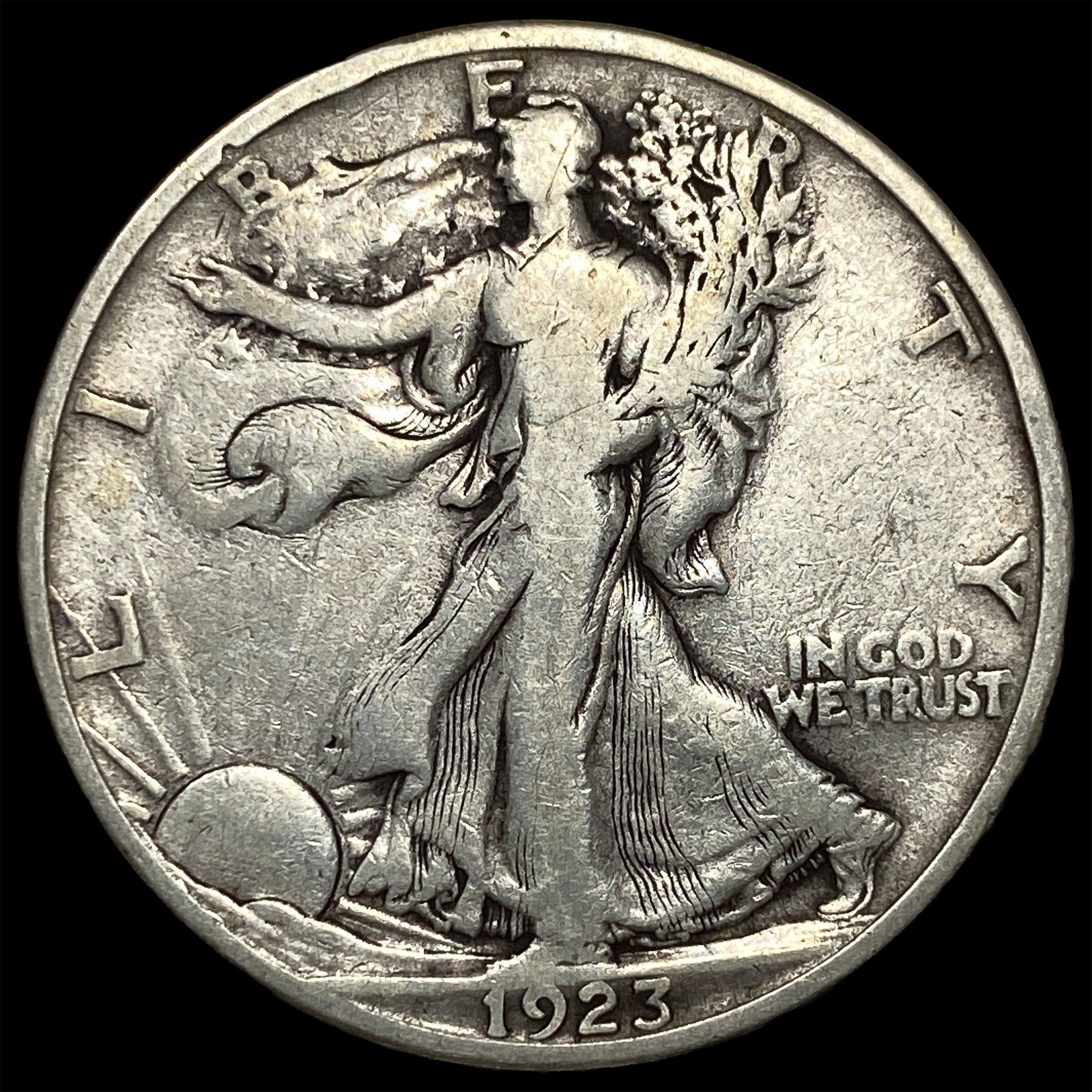1923-S Silver Walking Liberty Half Dollar LIGHTLY CIRCULATED: 1923-S Silver Walking Liberty Half Dollar LIGHTLY CIRCULATED