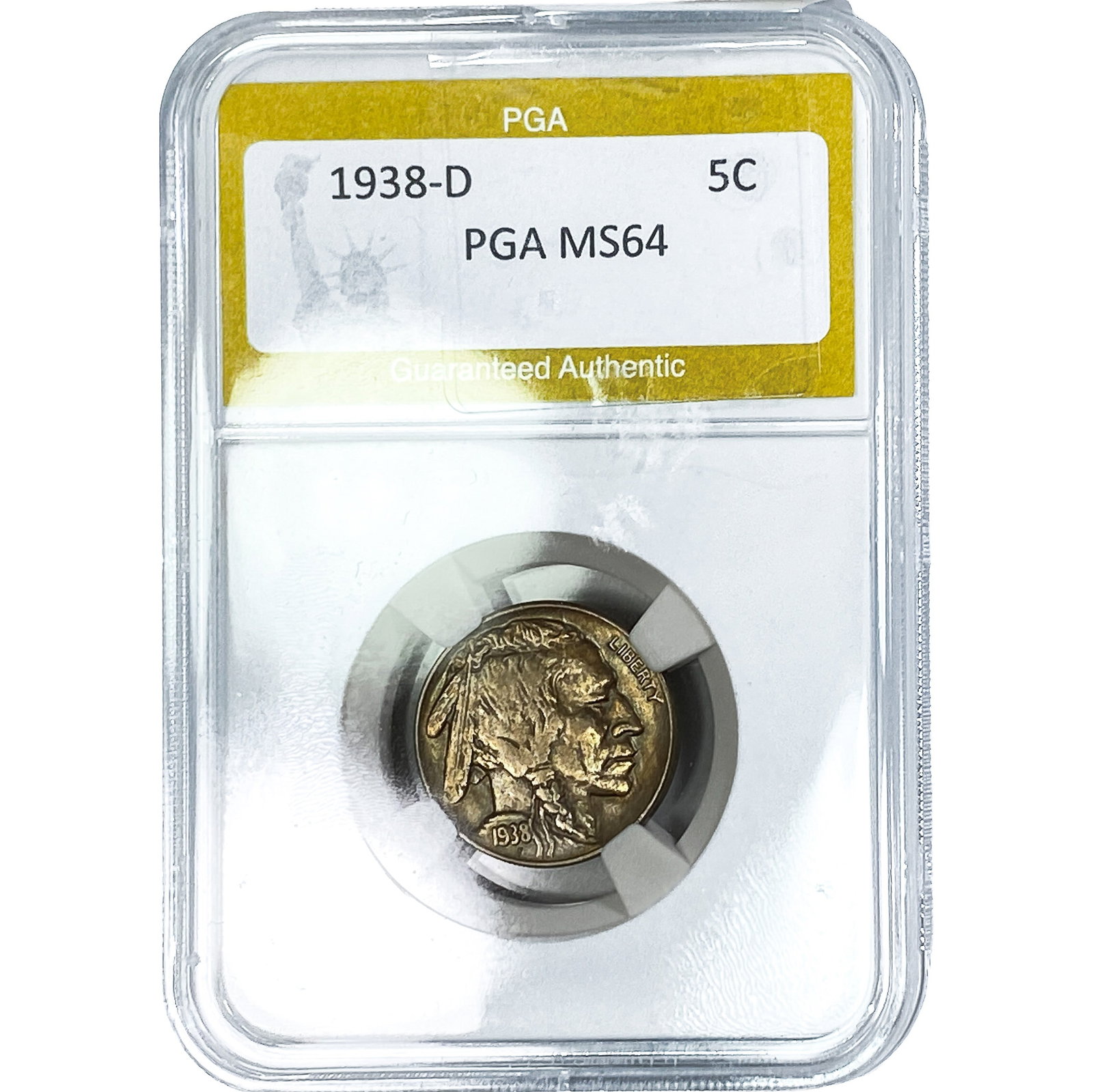 1938-D Buffalo Nickel PGA MS64: 1938-D Buffalo Nickel PGA MS64