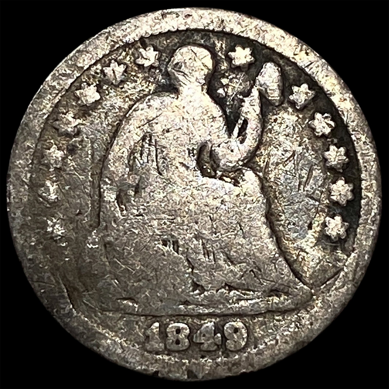 1849 Seated Liberty Half Dime NICELY CIRCULATED: 1849 Seated Liberty Half Dime NICELY CIRCULATED