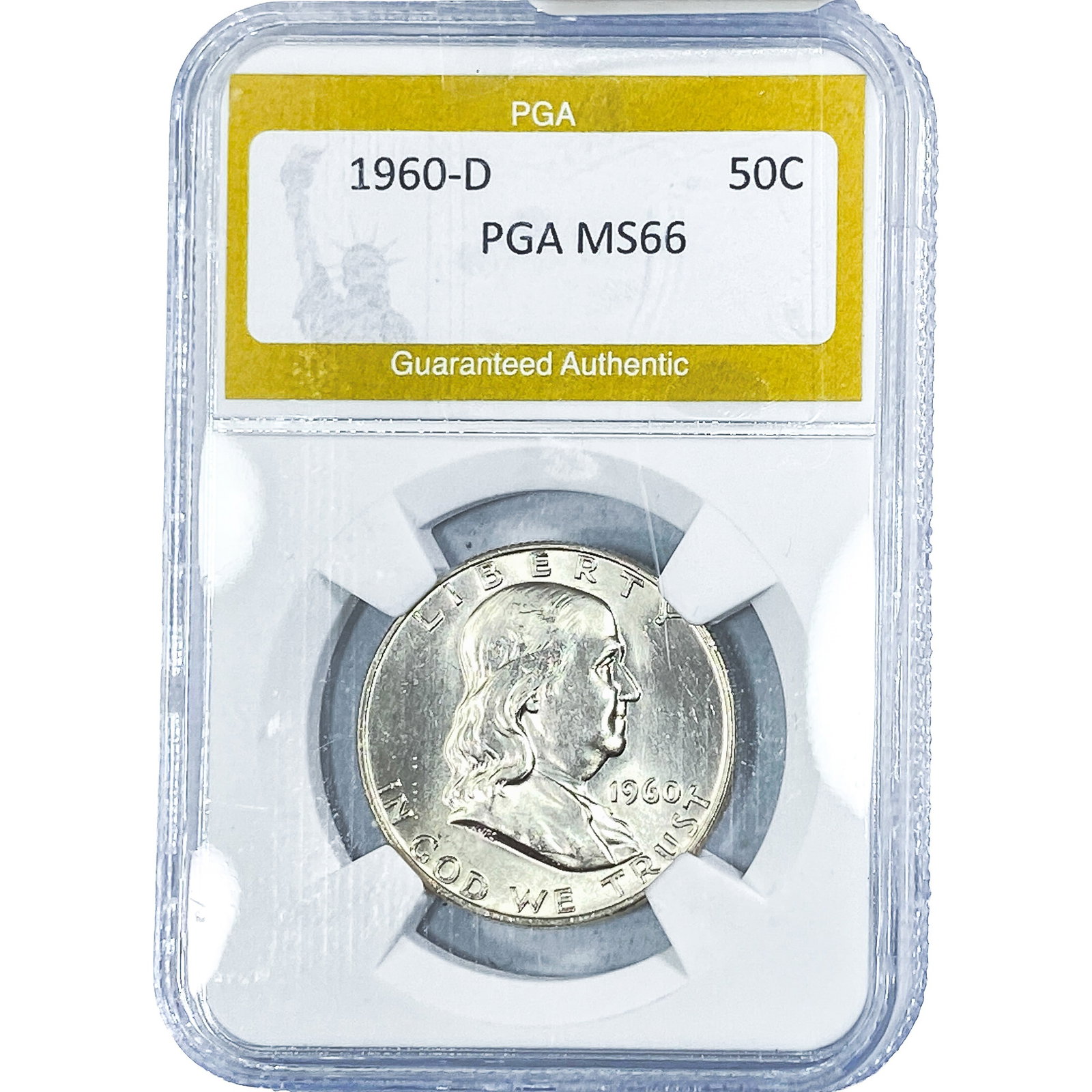 1960-D Franklin Half Dollar PGA MS66: 1960-D Franklin Half Dollar PGA MS66