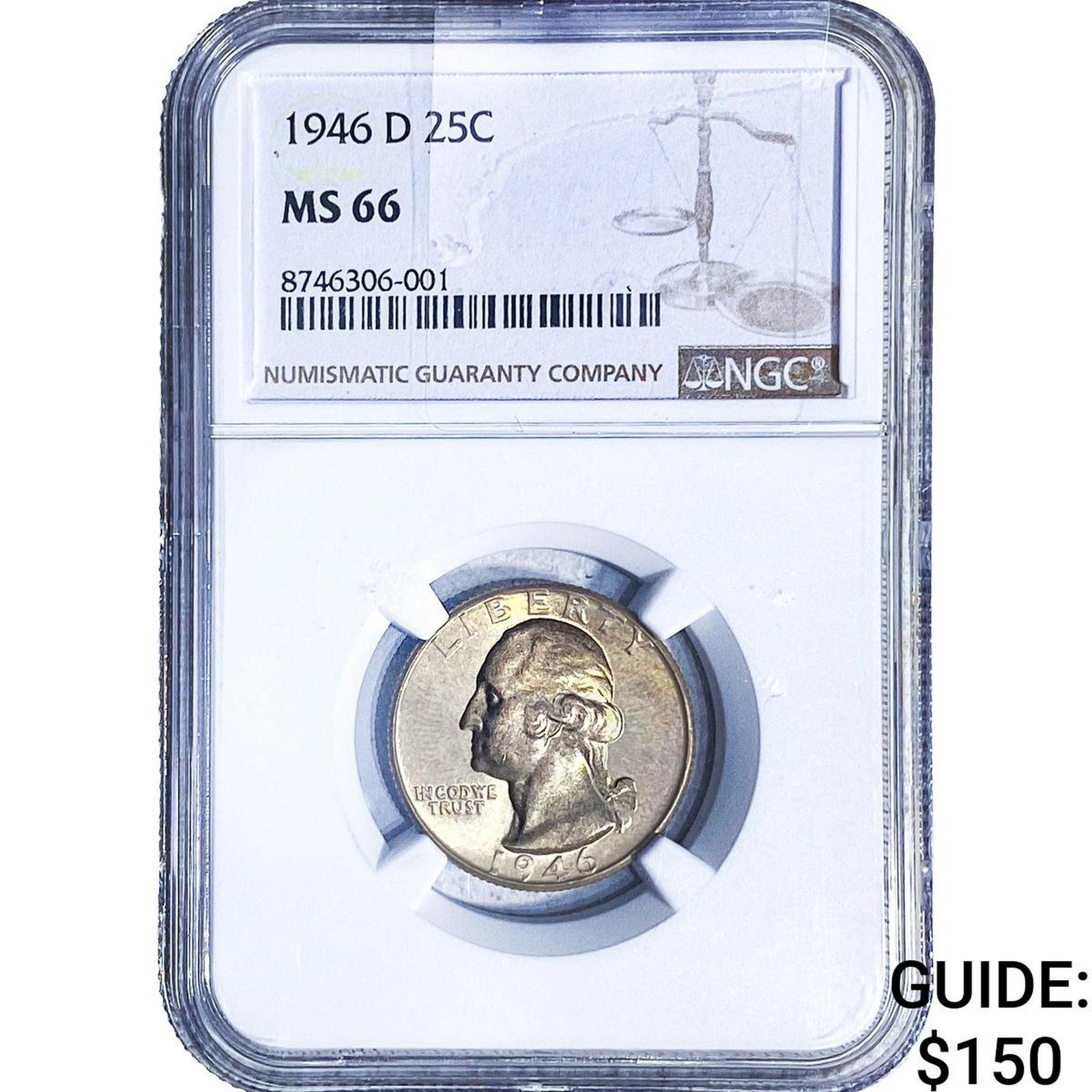 1946-D Washington Silver Quarter NGC MS66: 1946-D Washington Silver Quarter NGC MS66