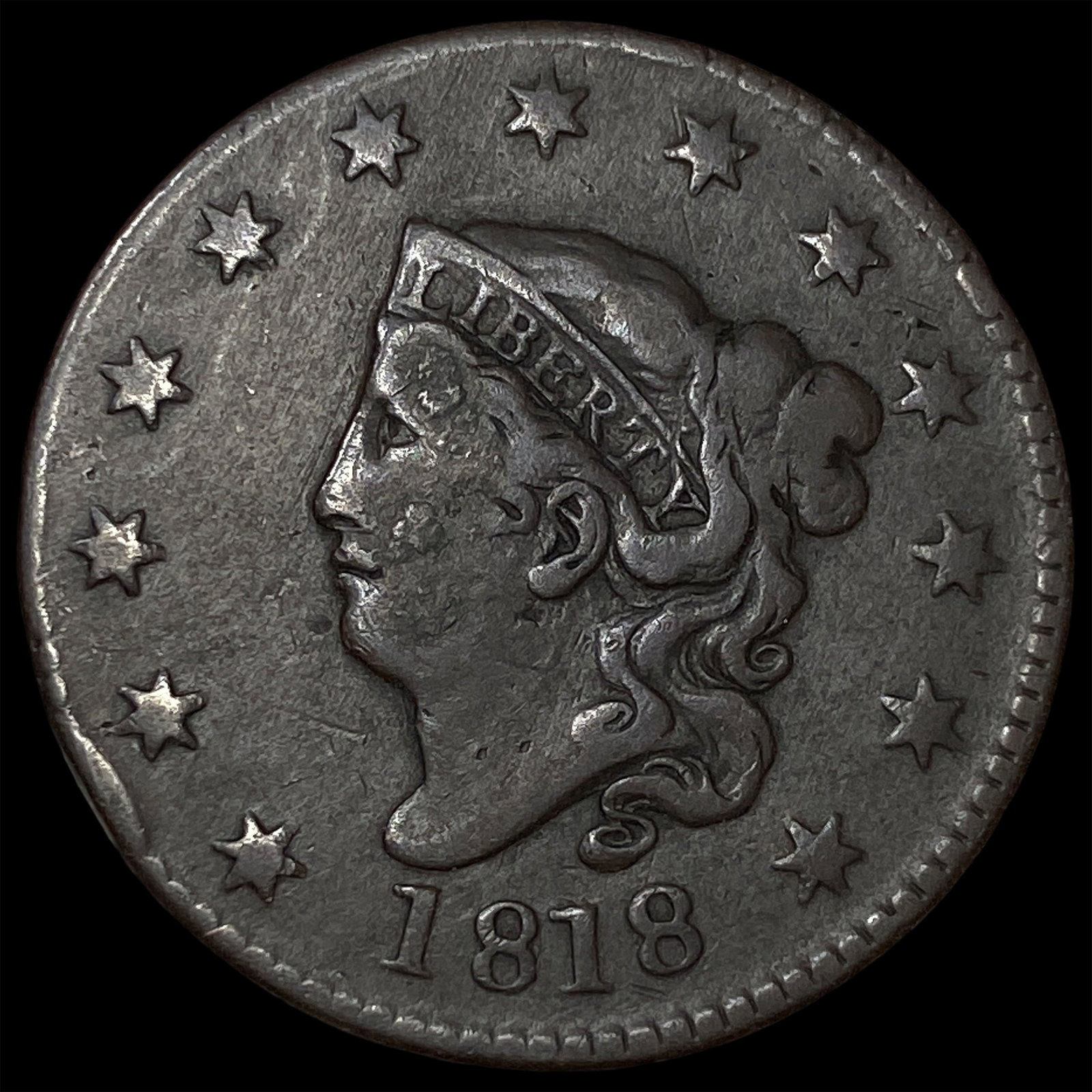 1818 Coronet Head Large Cent NEARLY UNCIRCULATED (1 of 2)