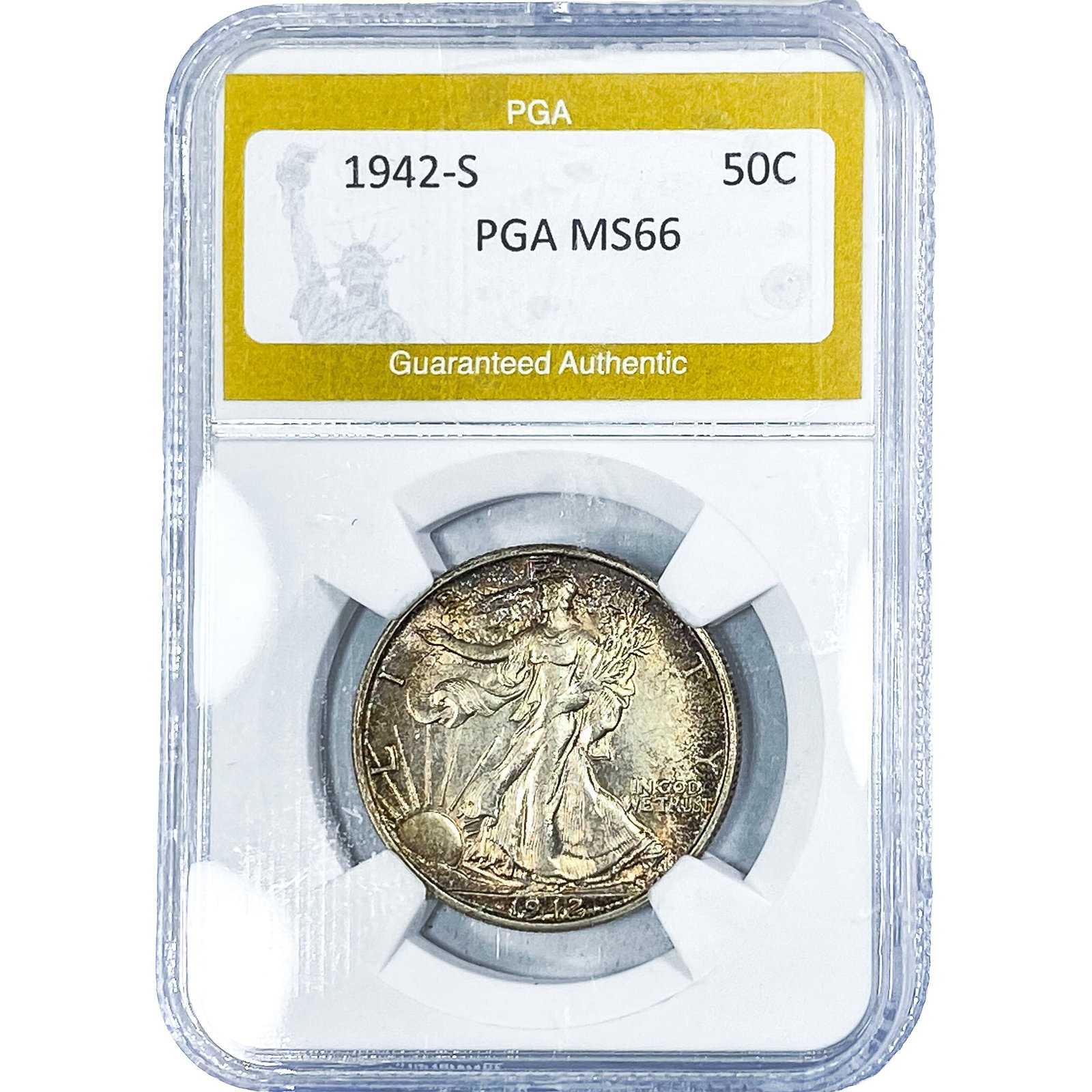 1942-S Walking Liberty Half Dollar PGA MS66: 1942-S Walking Liberty Half Dollar PGA MS66