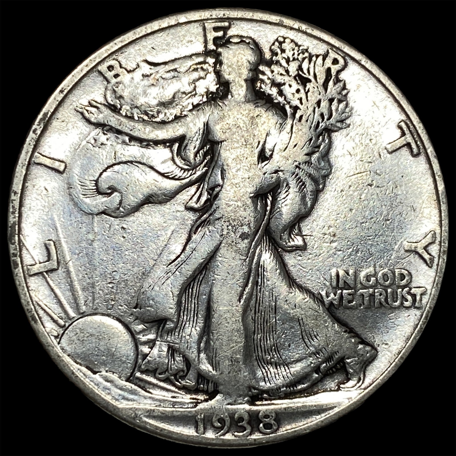 1938-D Silver Walking Liberty Half Dollar CLOSELY UNCIRCULATED: 1938-D Silver Walking Liberty Half Dollar CLOSELY UNCIRCULATED