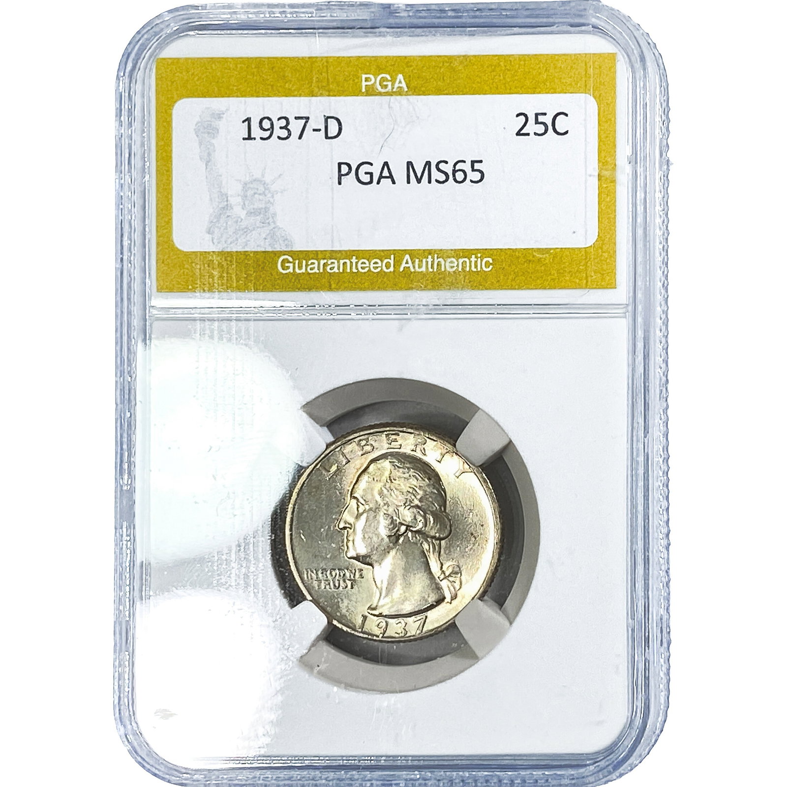 1937-D Washington Silver Quarter PGA MS65: 1937-D Washington Silver Quarter PGA MS65