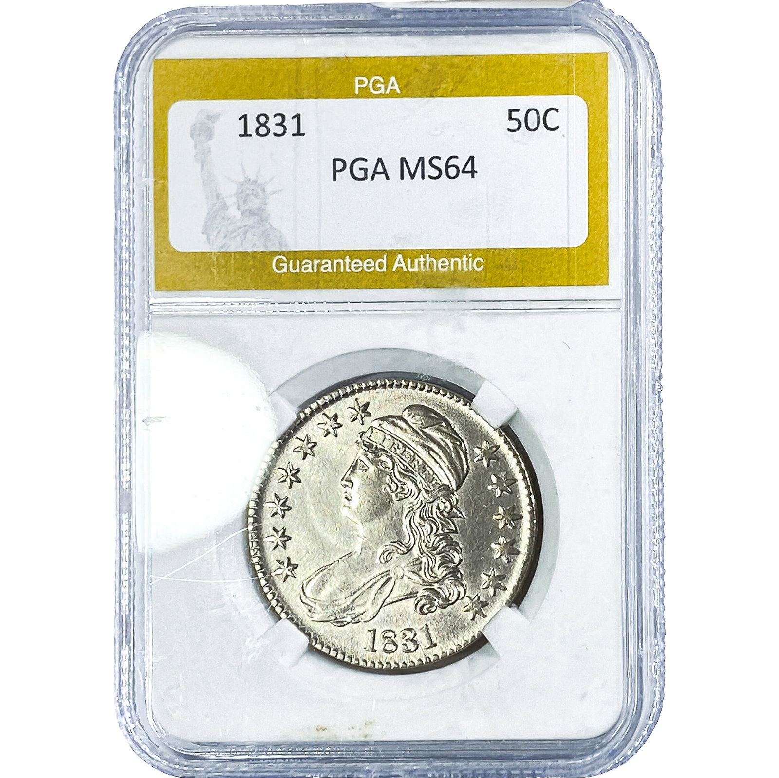 1831 Capped Bust Half Dollar PGA MS64: 1831 Capped Bust Half Dollar PGA MS64