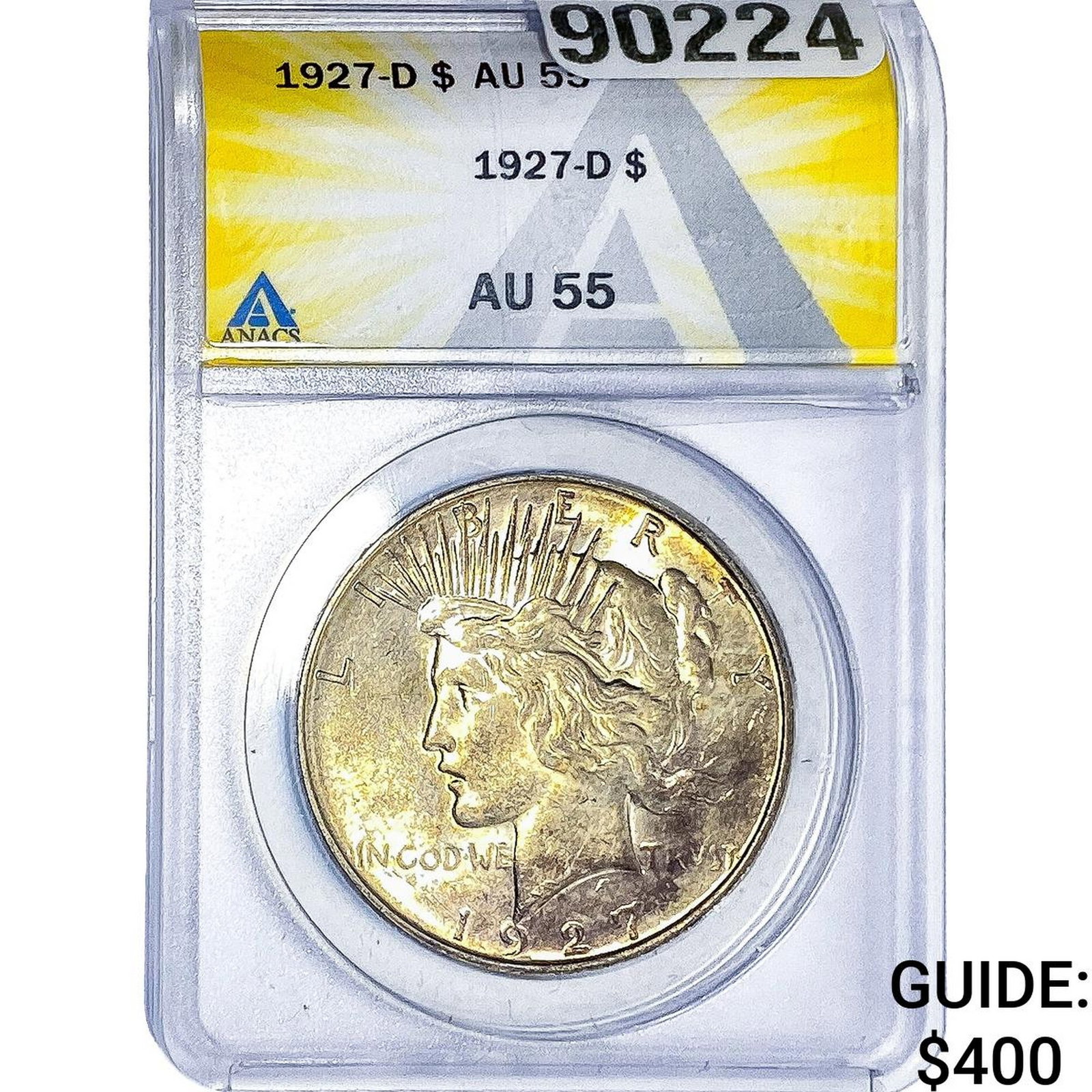 1927-D Silver Peace Dollar ANACS AU55: 1927-D Silver Peace Dollar ANACS AU55