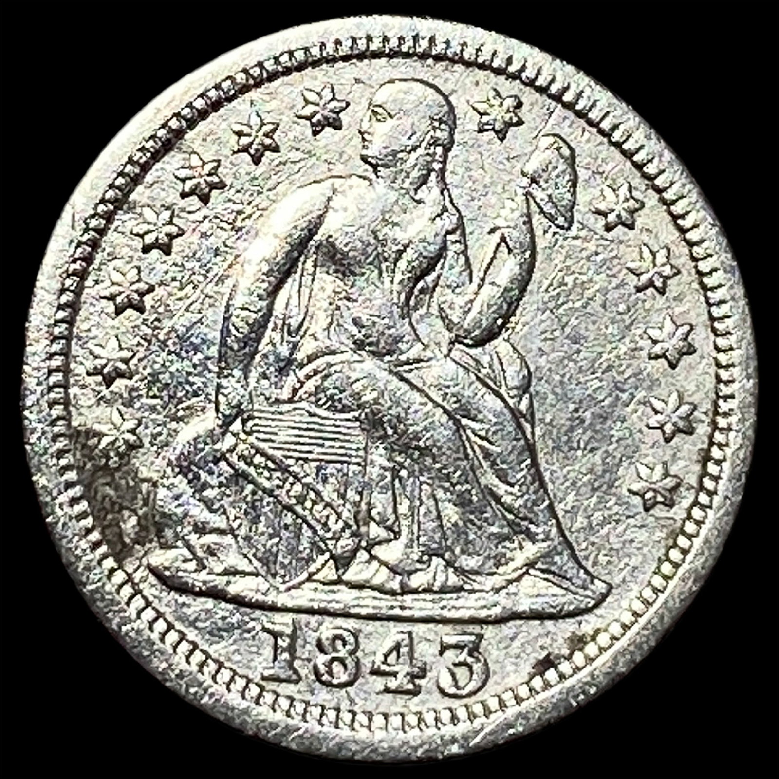 1843 Seated Liberty Dime CLOSELY UNCIRCULATED: 1843 Seated Liberty Dime CLOSELY UNCIRCULATED