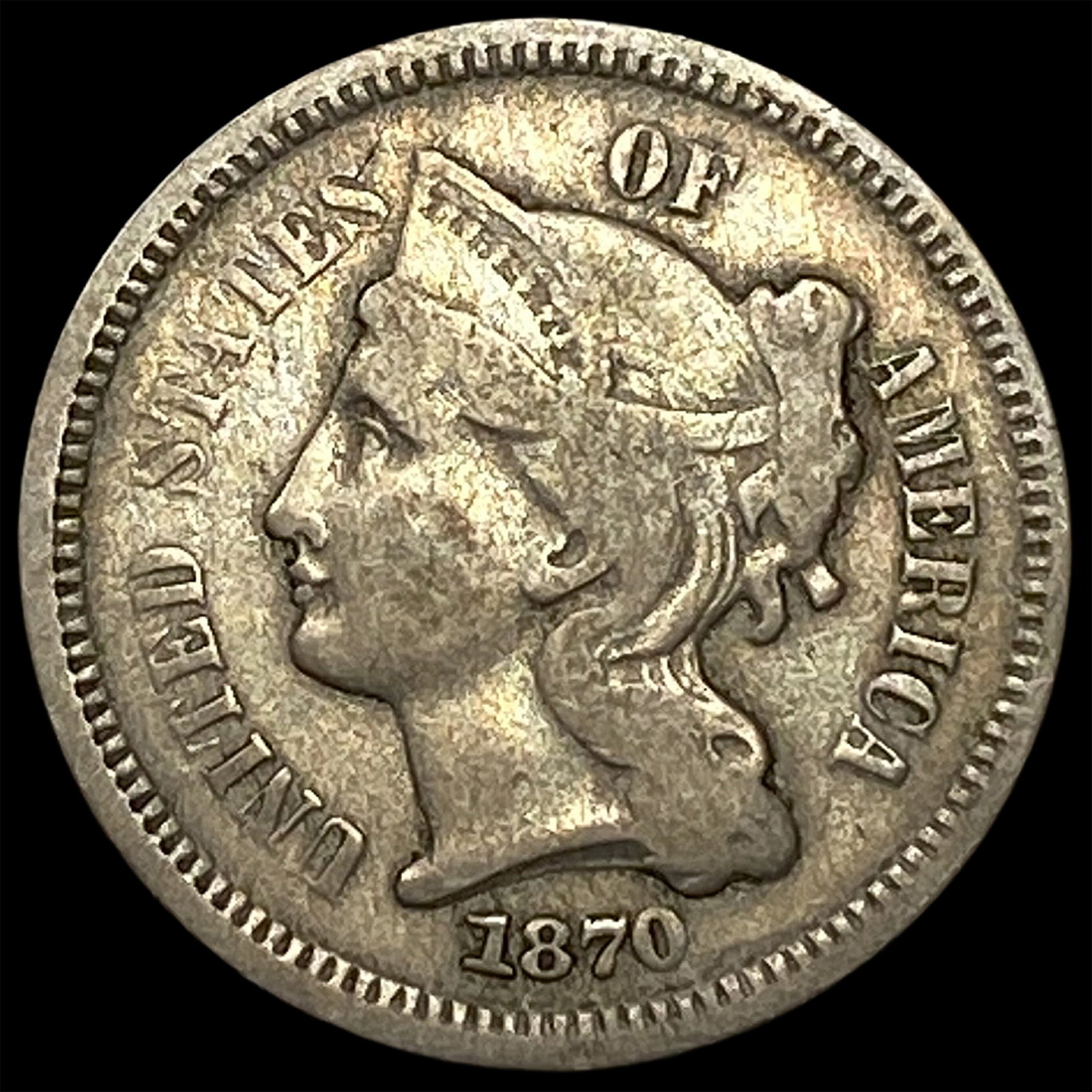 1870 Nickel Three-Cent Piece LIGHTLY CIRCULATED (1 of 2)