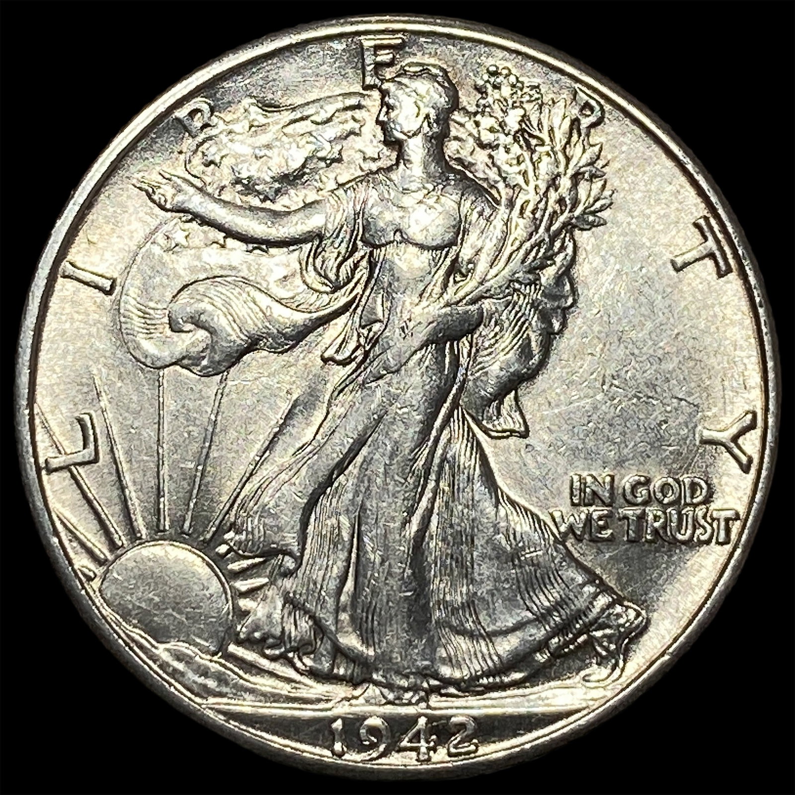 1942-P Silver Walking Liberty Half Dollar NEARLY UNCIRCULATED: 1942-P Silver Walking Liberty Half Dollar NEARLY UNCIRCULATED