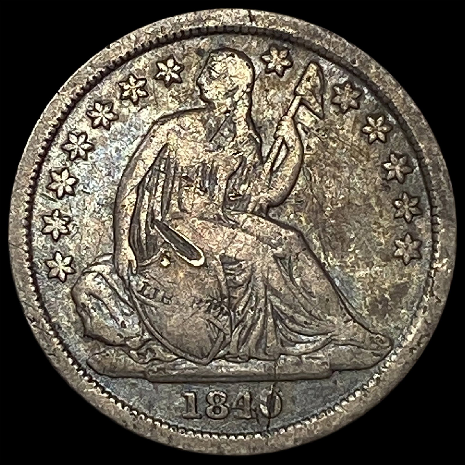 1840-O Seated Liberty Dime NEARLY UNCIRCULATED: 1840-O Seated Liberty Dime NEARLY UNCIRCULATED