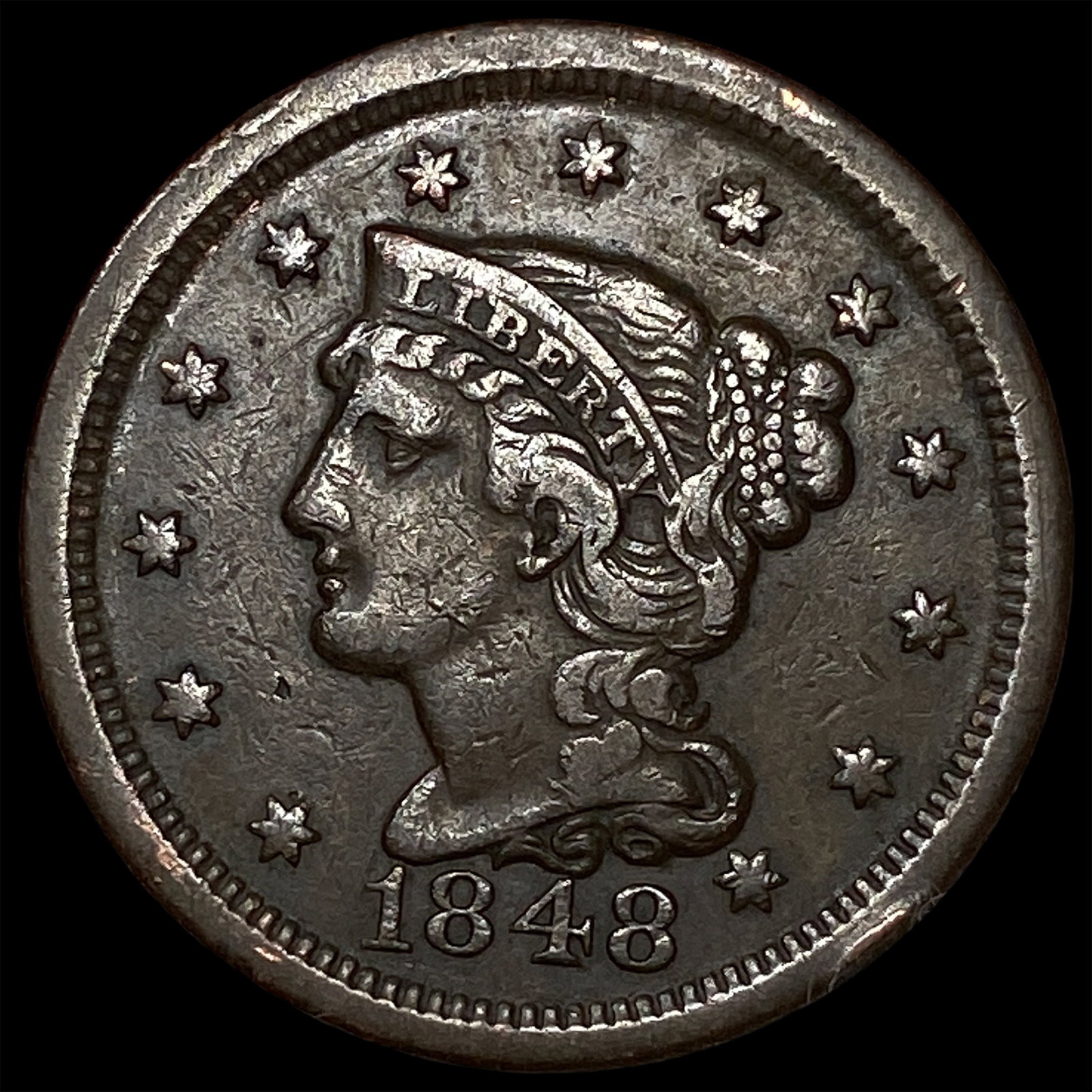 1848 Braided Hair Large Cent ABOUT UNCIRCULATED (1 of 2)