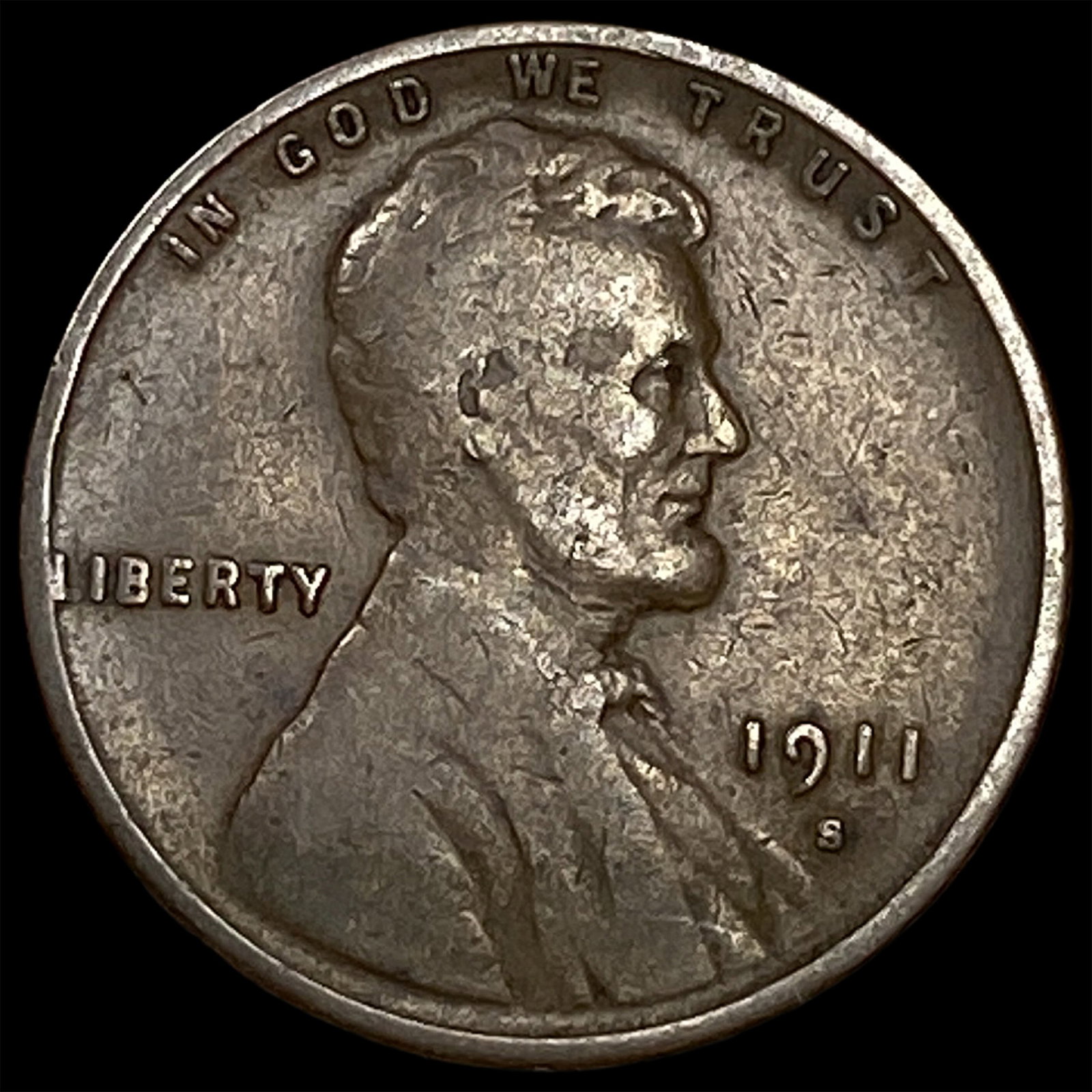 1911-S Lincoln Wheat Cent LIGHTLY CIRCULATED: 1911-S Lincoln Wheat Cent LIGHTLY CIRCULATED