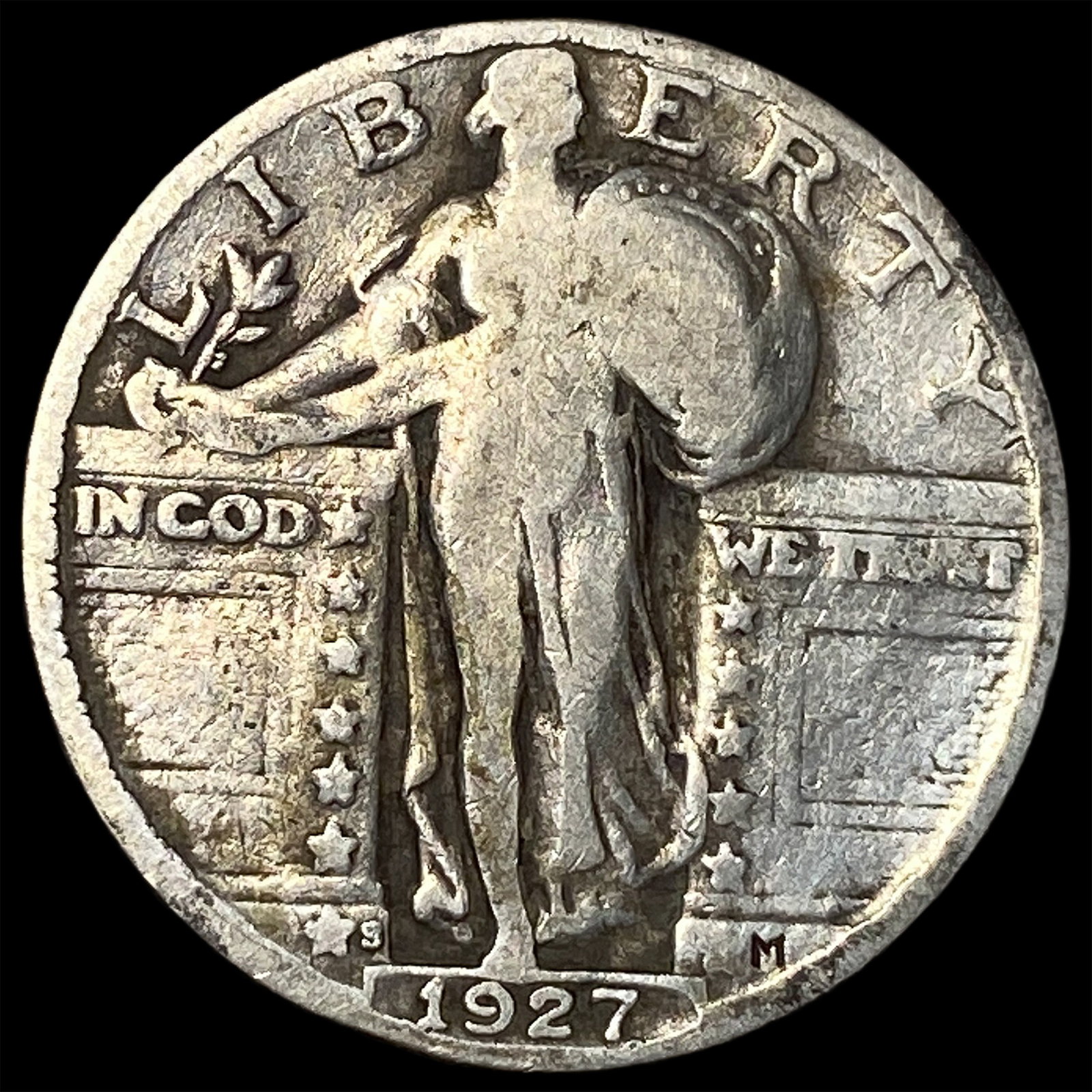 1927-S Silver Standing Liberty Quarter LIGHTLY CIRCULATED: 1927-S Silver Standing Liberty Quarter LIGHTLY CIRCULATED