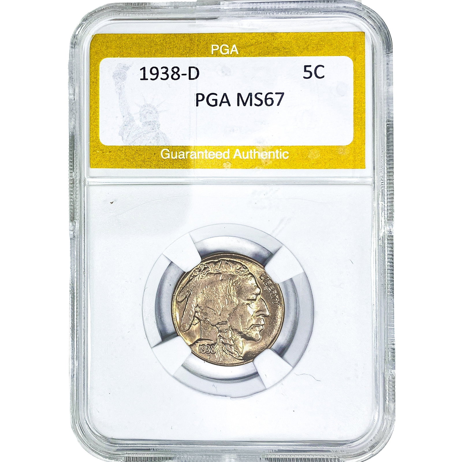 1938-D Buffalo Nickel PGA MS67: 1938-D Buffalo Nickel PGA MS67