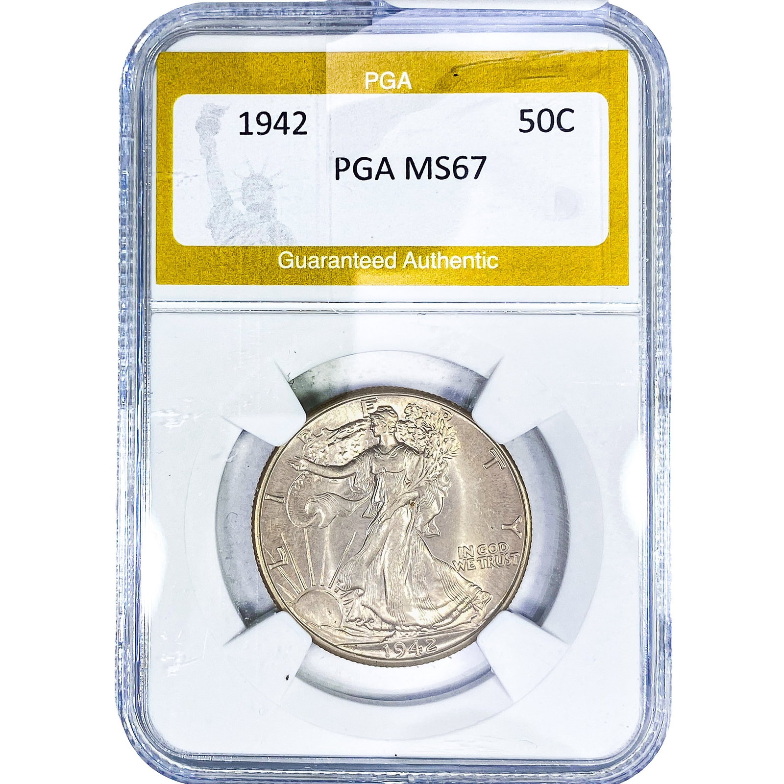 1942 Walking Liberty Half Dollar PGA MS67: 1942 Walking Liberty Half Dollar PGA MS67