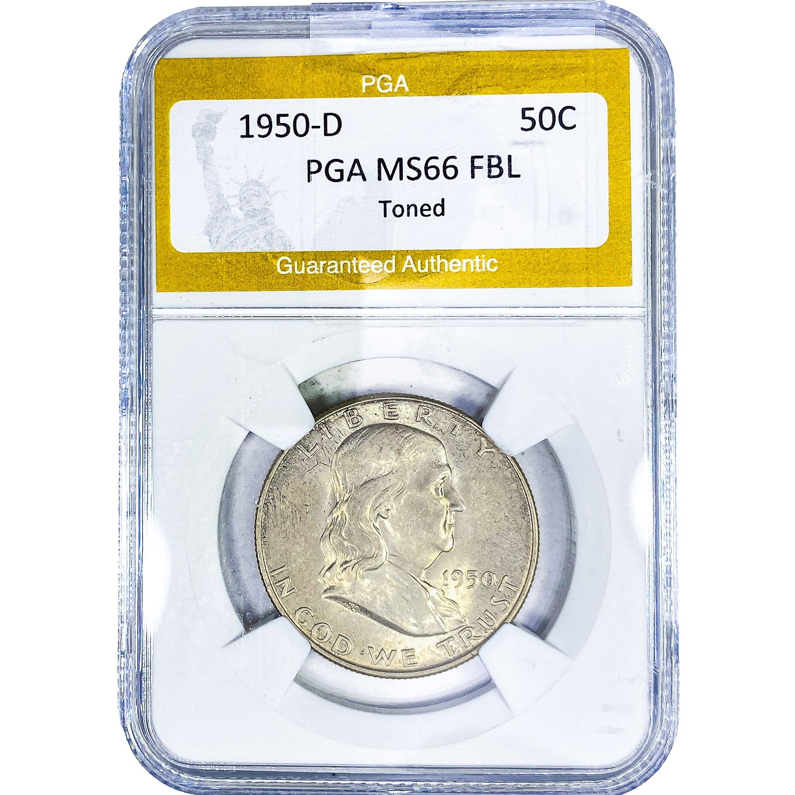 1950-D Franklin Half Dollar PGA MS66 FBL Toned (1 of 2)