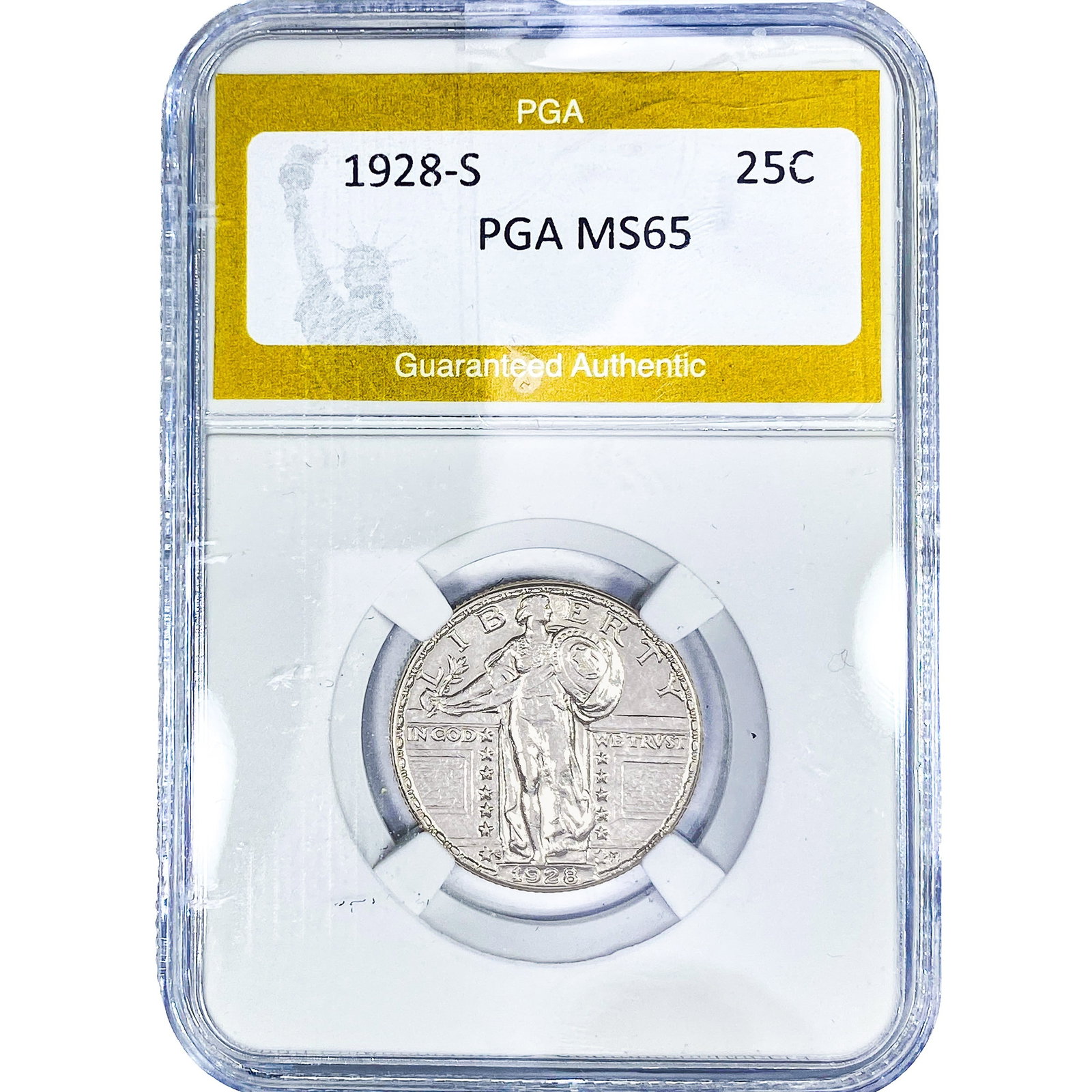 1928-S Standing Liberty Quarter PGA MS65: 1928-S Standing Liberty Quarter PGA MS65