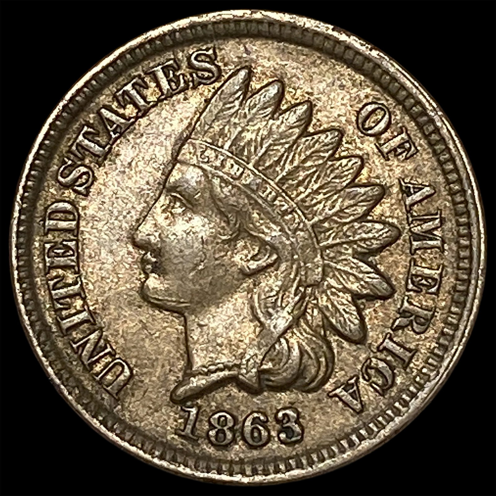 1863 Copper-Nickel Indian Head Cent CHOICE AU (1 of 2)