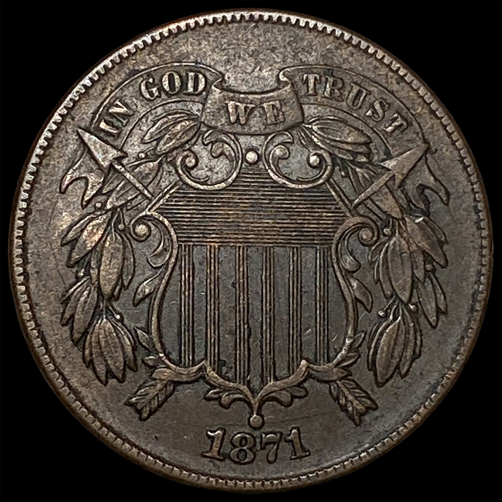 1871 Copper 2 Cents CHOICE AU (1 of 2)