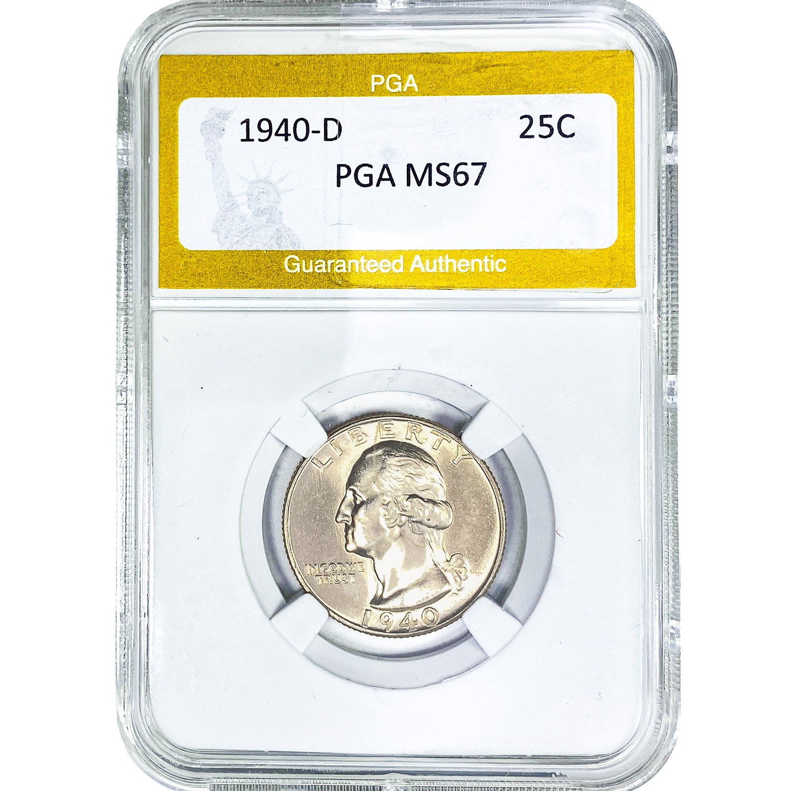 1940-D Washington Silver Quarter PGA MS67: 1940-D Washington Silver Quarter PGA MS67