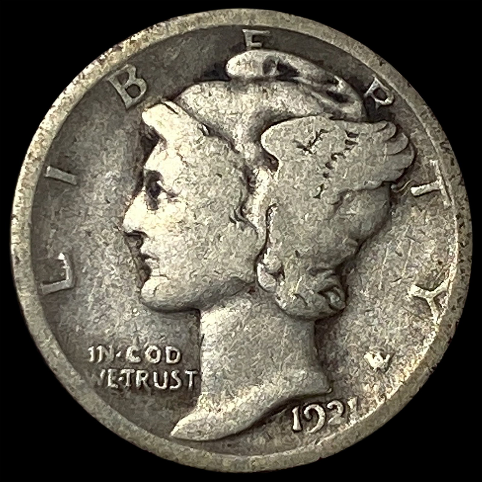1921 Silver Mercury Dime NICELY CIRCULATED (1 of 2)