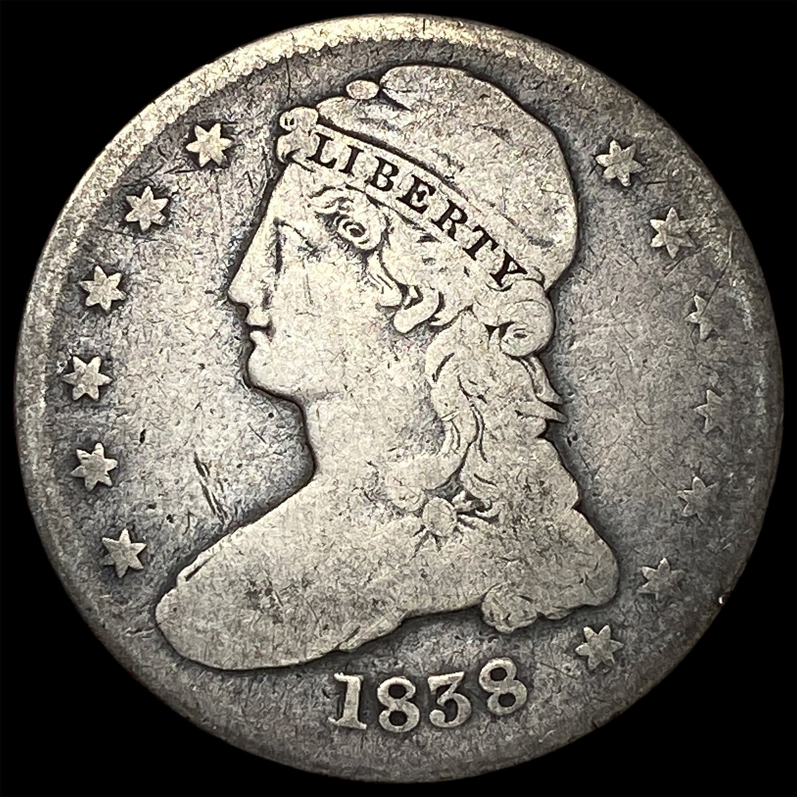 1838 Silver Half Dollar (Capped Bust) LIGHTLY CIRCULATED: 1838 Silver Half Dollar (Capped Bust) LIGHTLY CIRCULATED