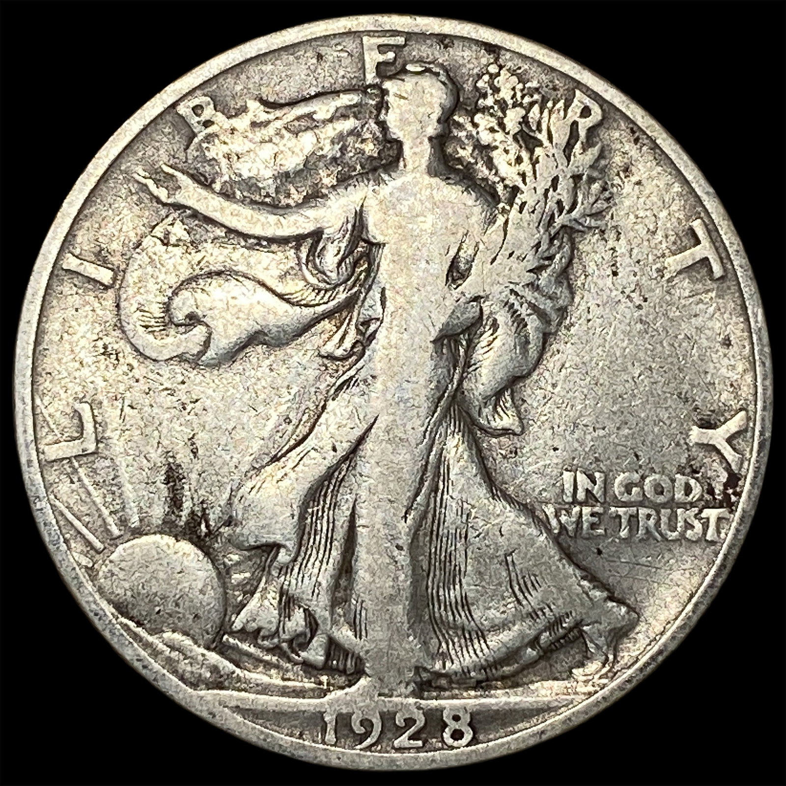 1928-S Silver Walking Liberty Half Dollar LIGHTLY CIRCULATED: 1928-S Silver Walking Liberty Half Dollar LIGHTLY CIRCULATED