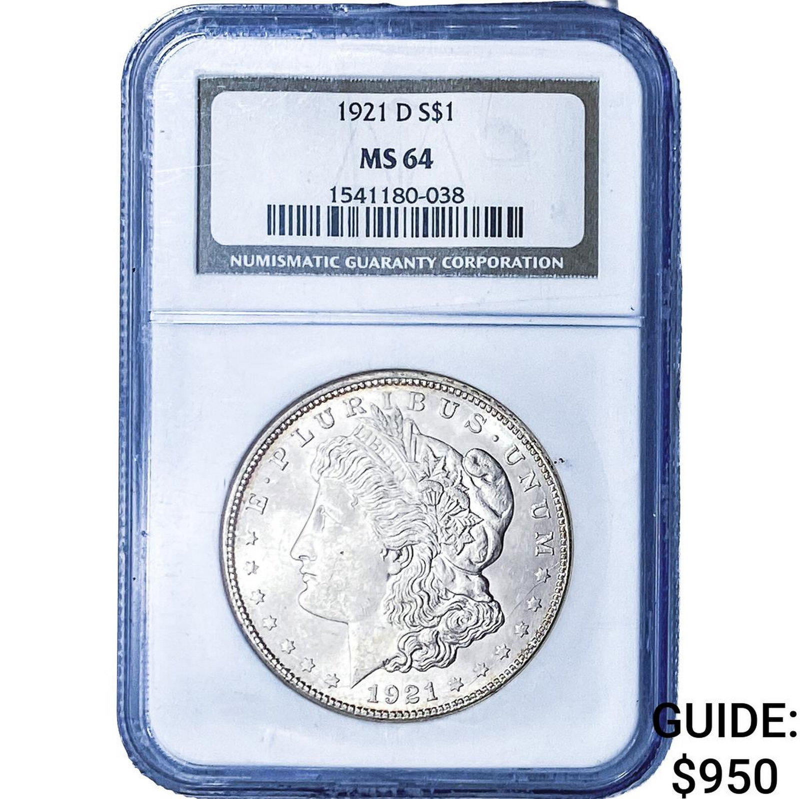 1921-D Morgan Silver Dollar NGC MS64: 1921-D Morgan Silver Dollar NGC MS64