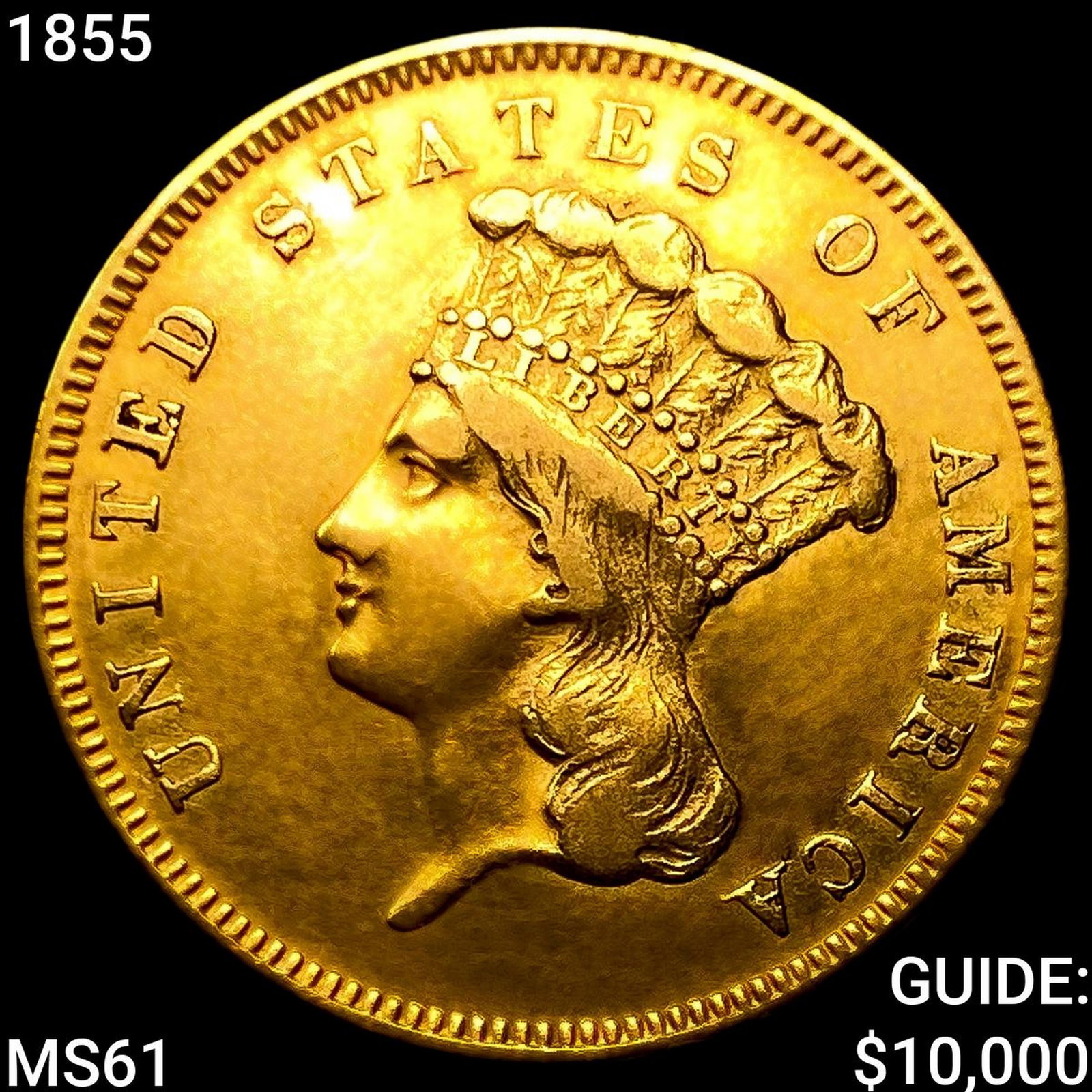1855 $3 Gold Piece (1 of 2)