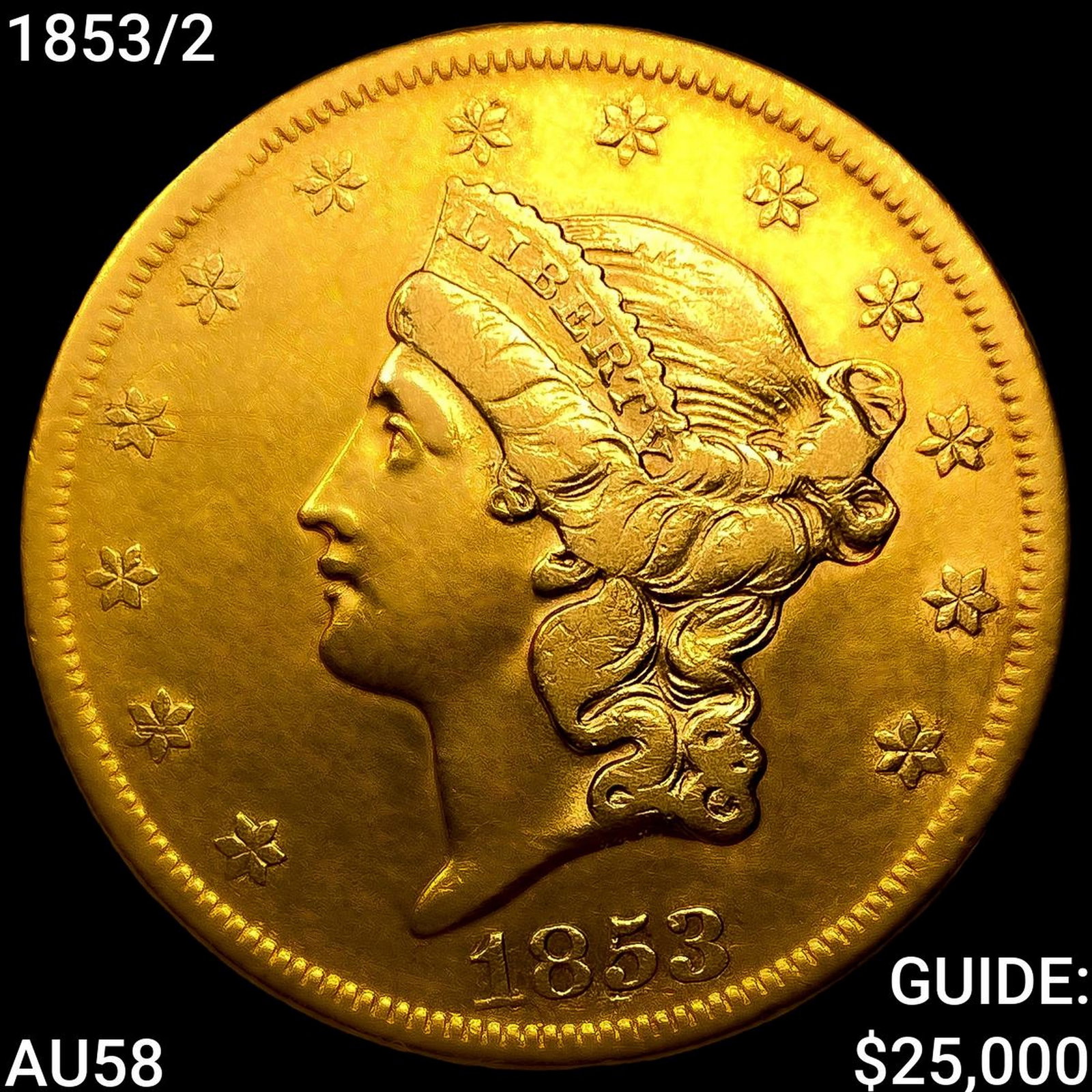 1853/2 $20 Gold Double Eagle CHOICE AU (1 of 2)