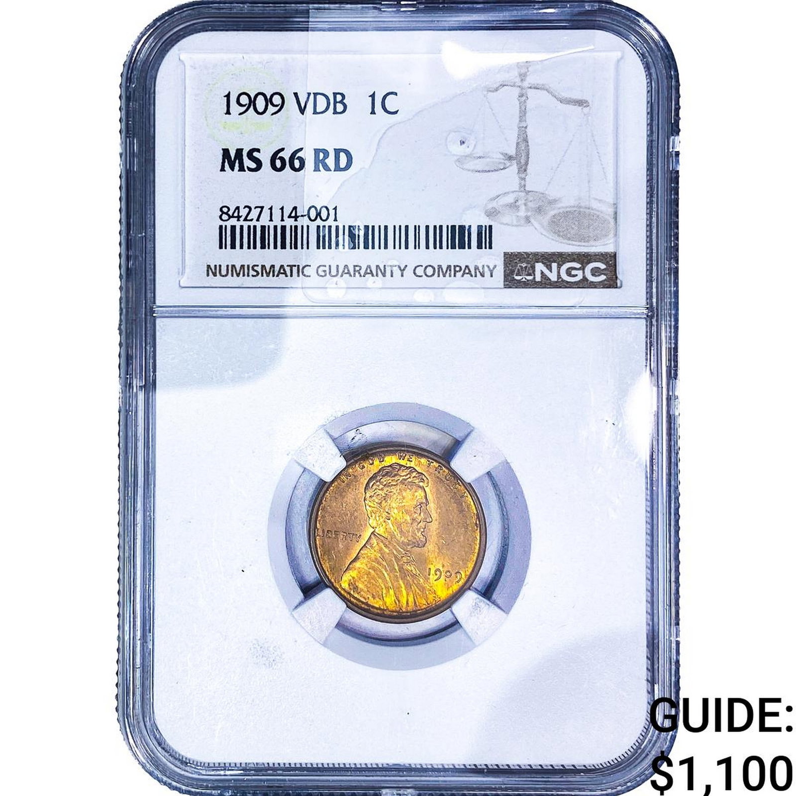 1909 VDB Wheat Cent NGC MS66 RD: 1909 VDB Wheat Cent NGC MS66 RD