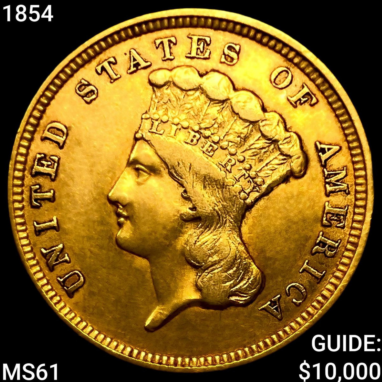 1854 $3 Gold Piece (1 of 2)