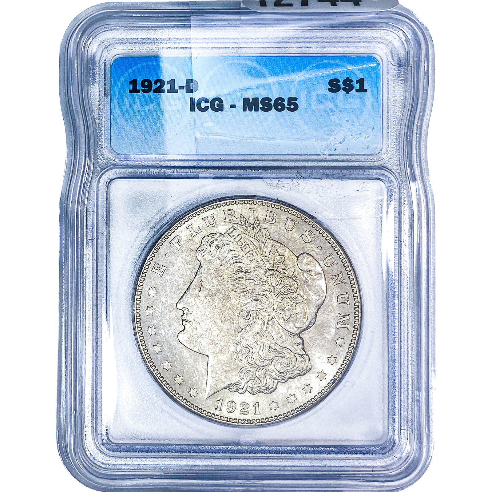 1921-D Morgan Silver Dollar ICG MS65: 1921-D Morgan Silver Dollar ICG MS65