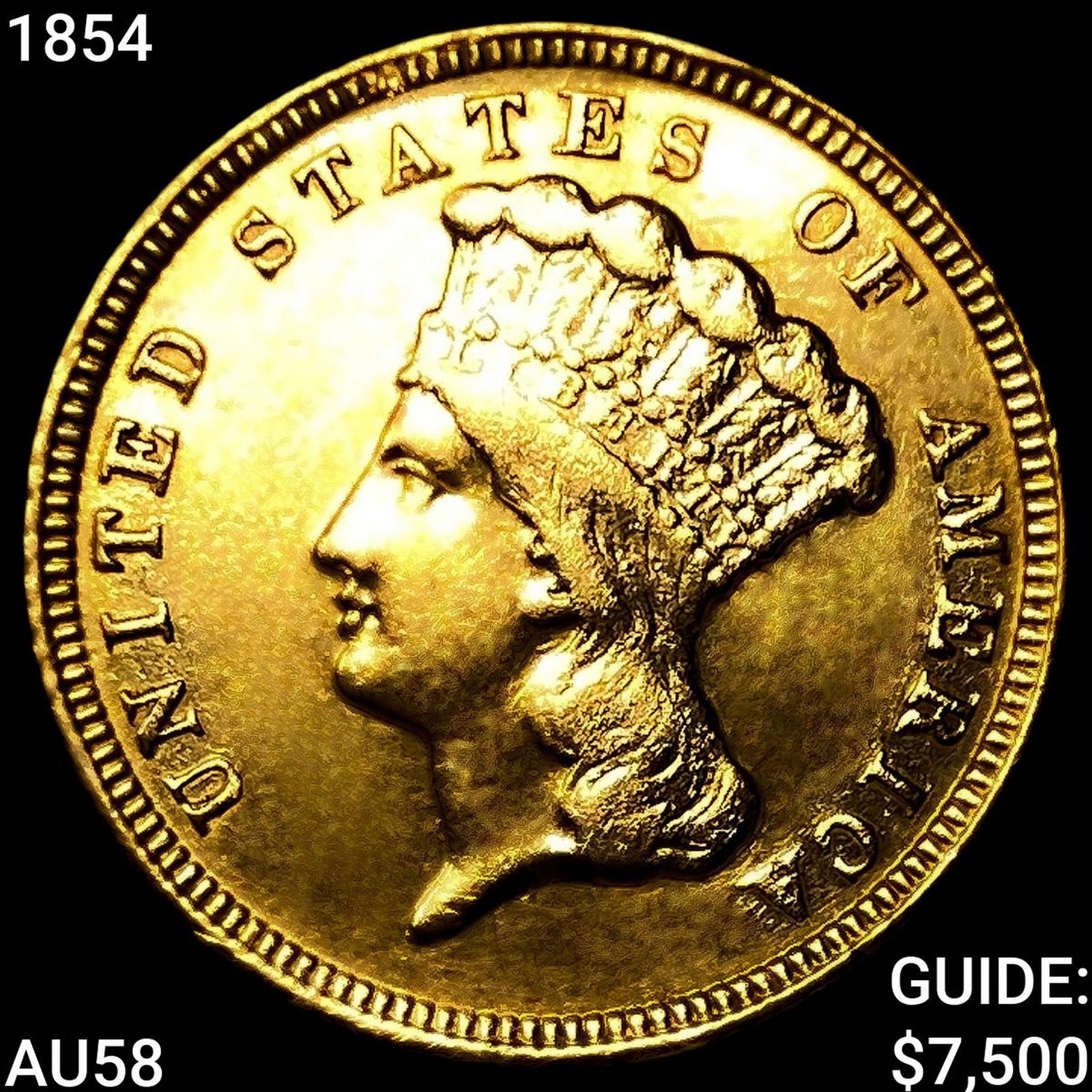 1854 $3 Gold Piece (1 of 2)