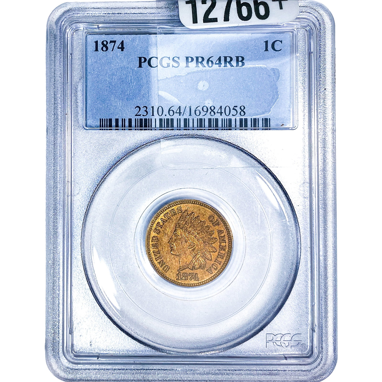 1874 Indian Head Cent PCGS PR64 RB: 1874 Indian Head Cent PCGS PR64 RB
