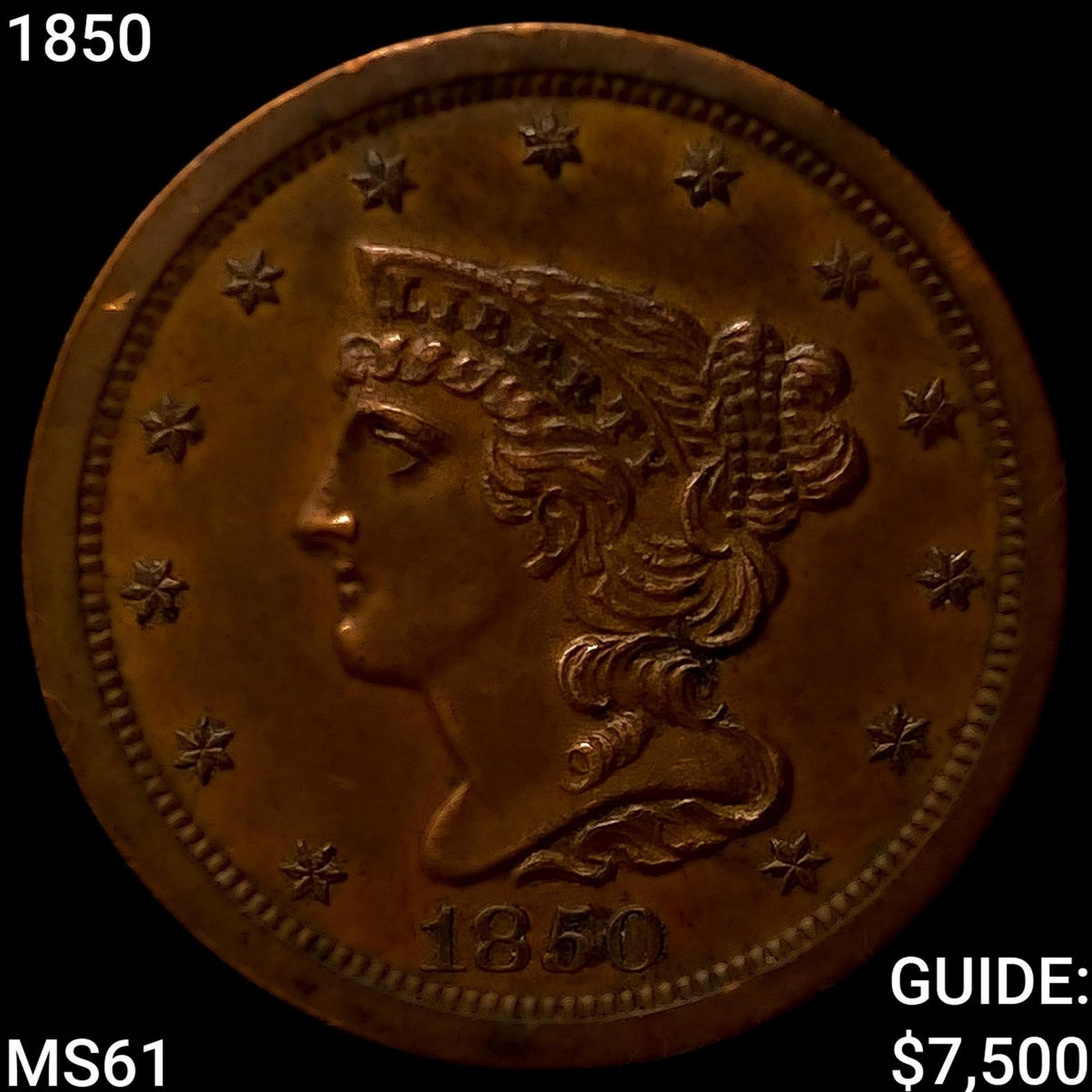 1850 Braided Hair Half Cent (1 of 2)