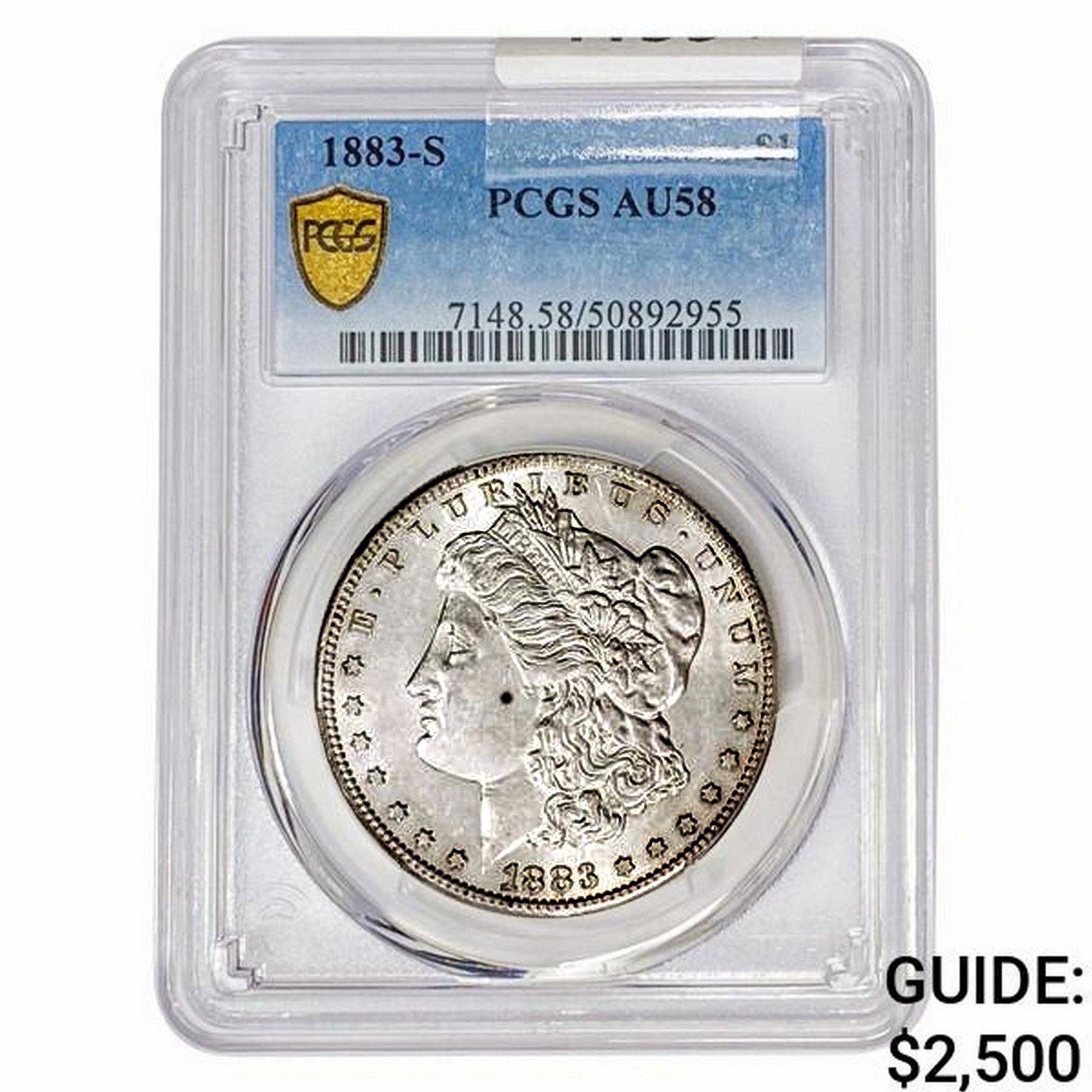 1883-S Morgan Silver Dollar PCGS AU58: 1883-S Morgan Silver Dollar PCGS AU58