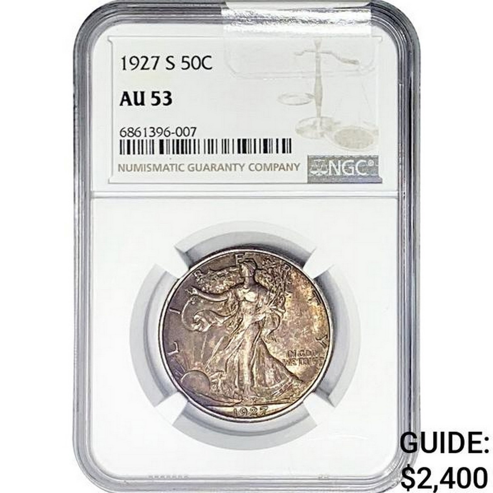 1927-S Walking Liberty Half Dollar NGC AU53: 1927-S Walking Liberty Half Dollar NGC AU53