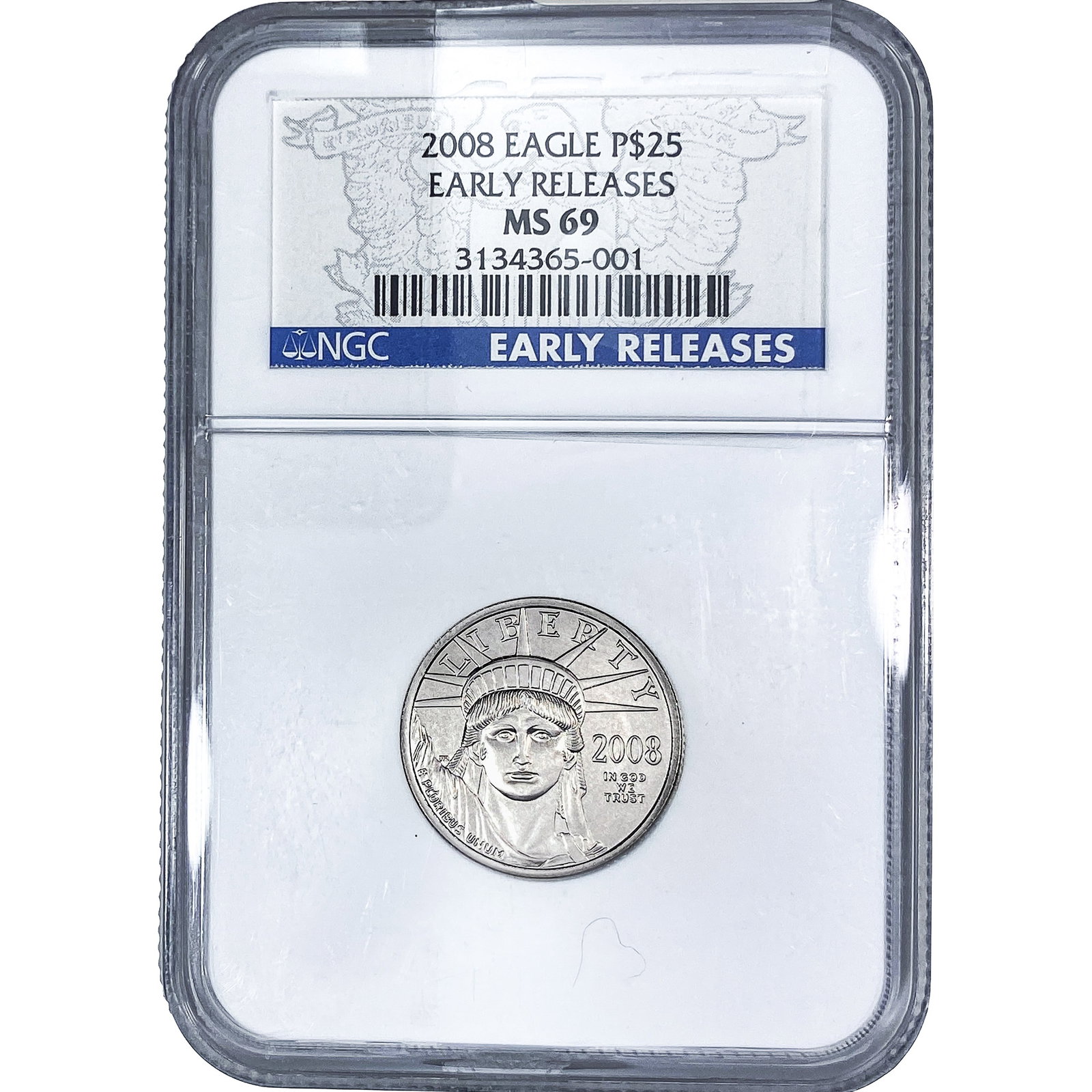 2008 $25 Platinuum Eagle 1/4oz NGC MS69: 2008 $25 Platinuum Eagle 1/4oz NGC MS69