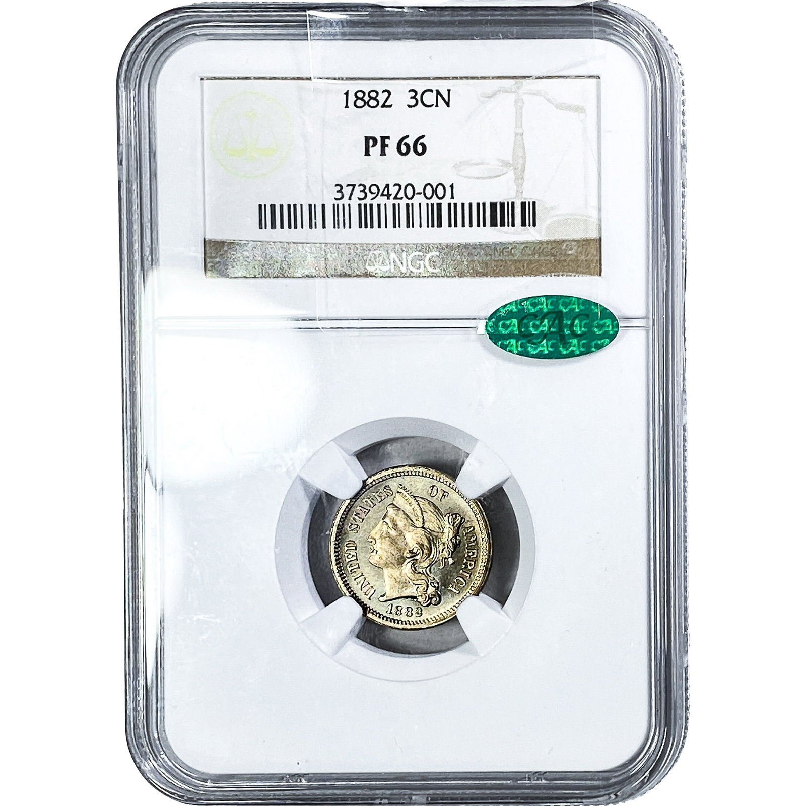 1882 Nickel Three Cent NGC PF66: 1882 Nickel Three Cent NGC PF66