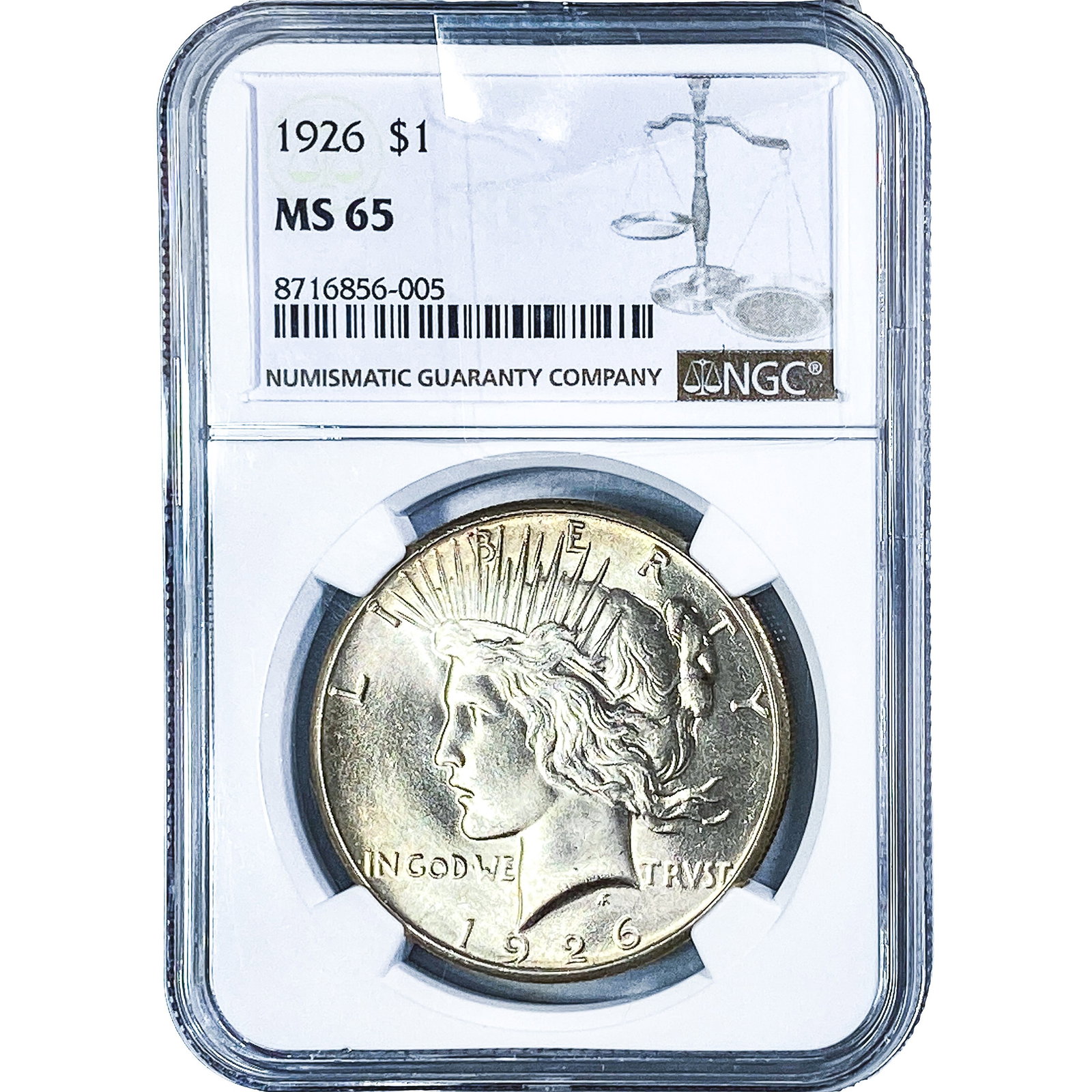 1926 Silver Peace Dollar NGC MS65: 1926 Silver Peace Dollar NGC MS65