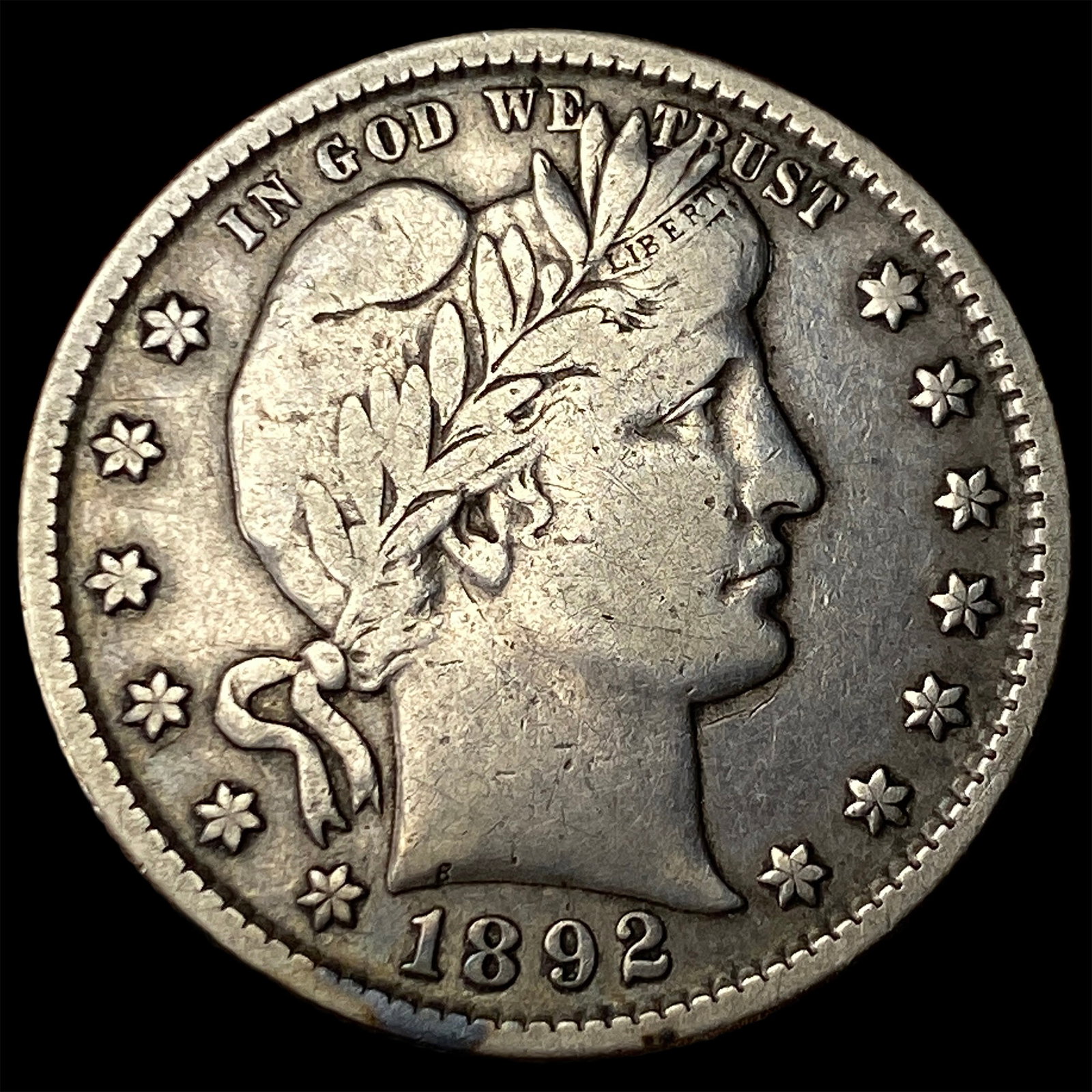 1892-S Silver Barber Quarter LIGHTLY CIRCULATED (1 of 2)