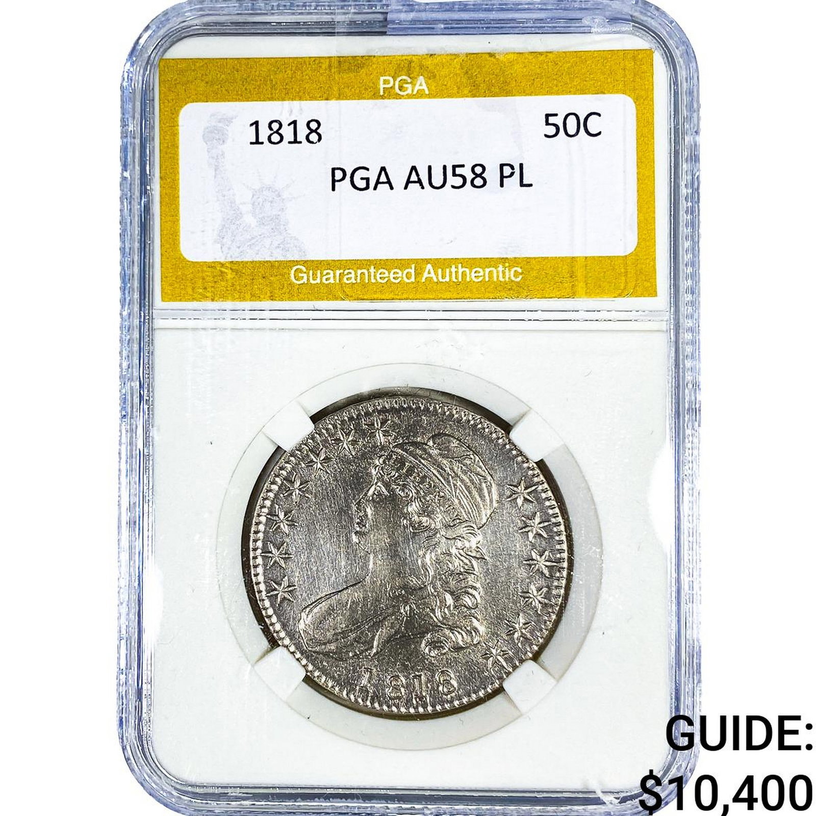 1818 Capped Bust Half Dollar PGA AU58 PL (1 of 2)