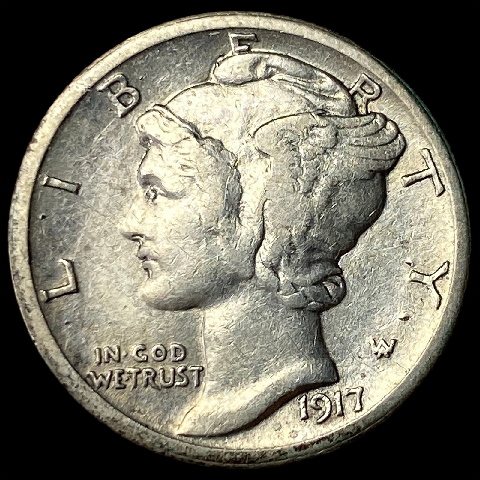 1917-S Silver Mercury Dime CLOSELY UNCIRCULATED: 1917-S Silver Mercury Dime CLOSELY UNCIRCULATED