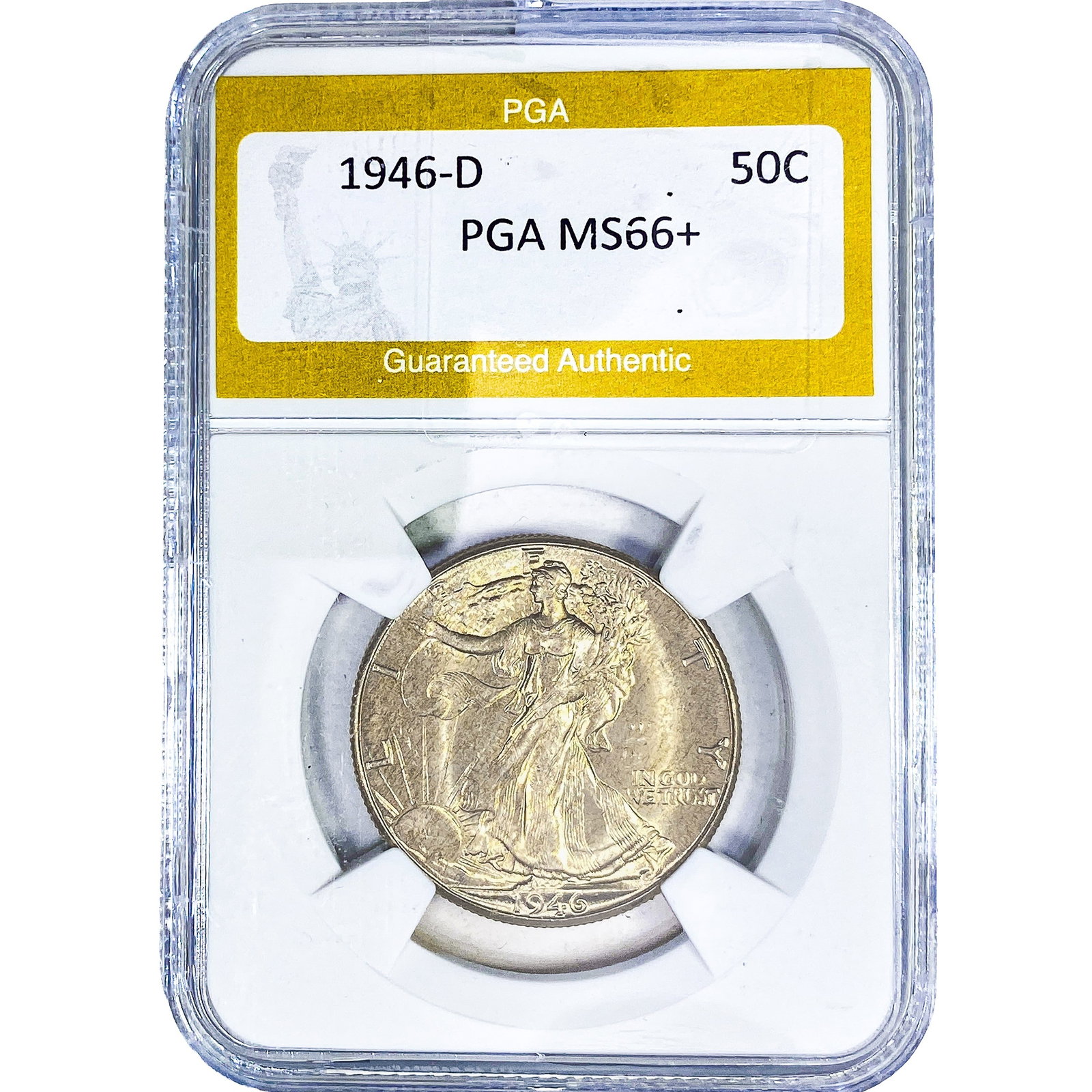 1946-D Walking Liberty Half Dollar PGA MS66+: 1946-D Walking Liberty Half Dollar PGA MS66+