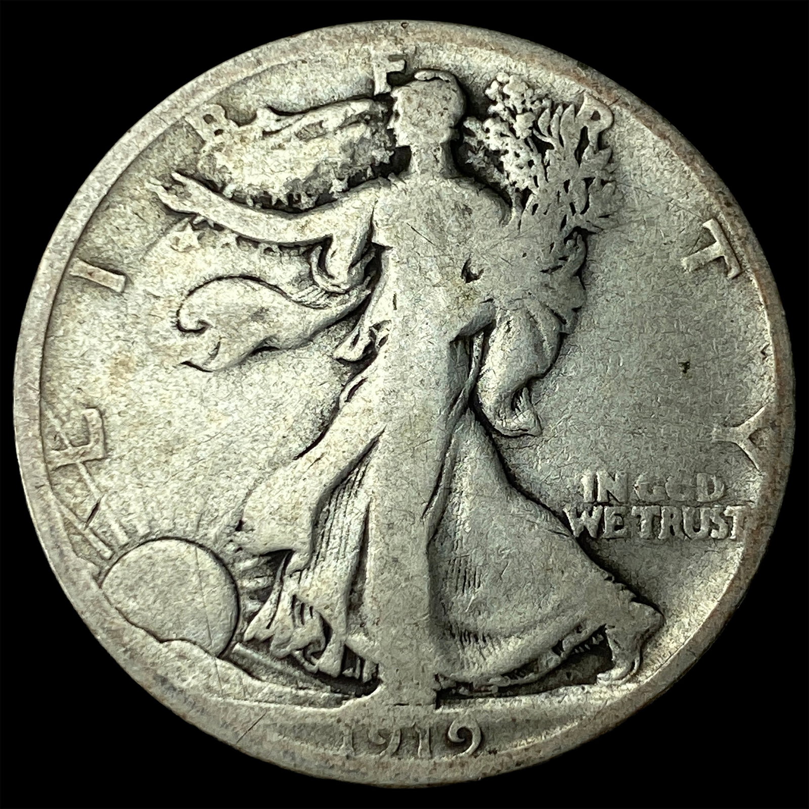 1919-D Silver Walking Liberty Half Dollar LIGHTLY CIRCULATED: 1919-D Silver Walking Liberty Half Dollar LIGHTLY CIRCULATED
