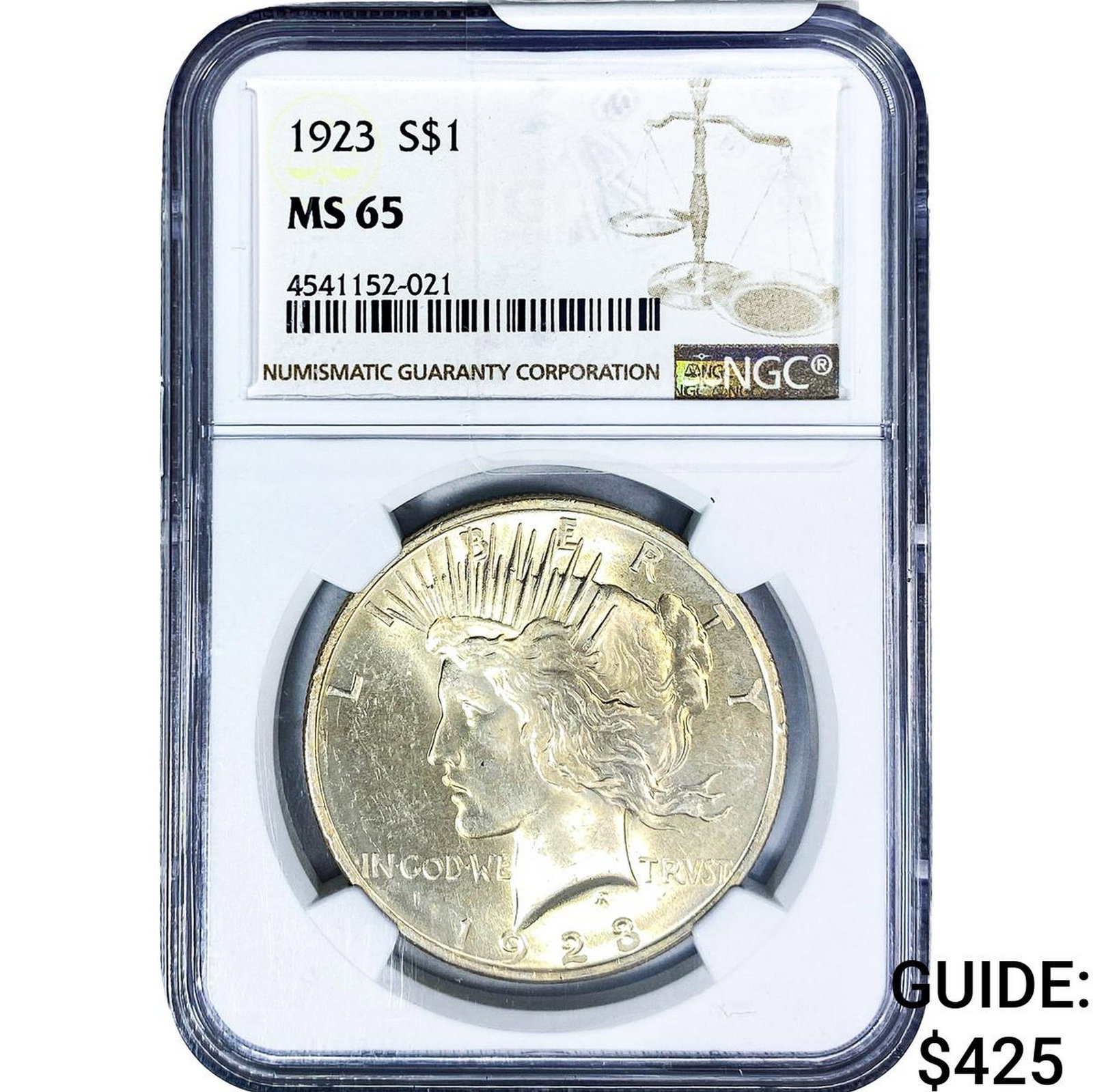 1923 Silver Peace Dollar NGC MS65: 1923 Silver Peace Dollar NGC MS65