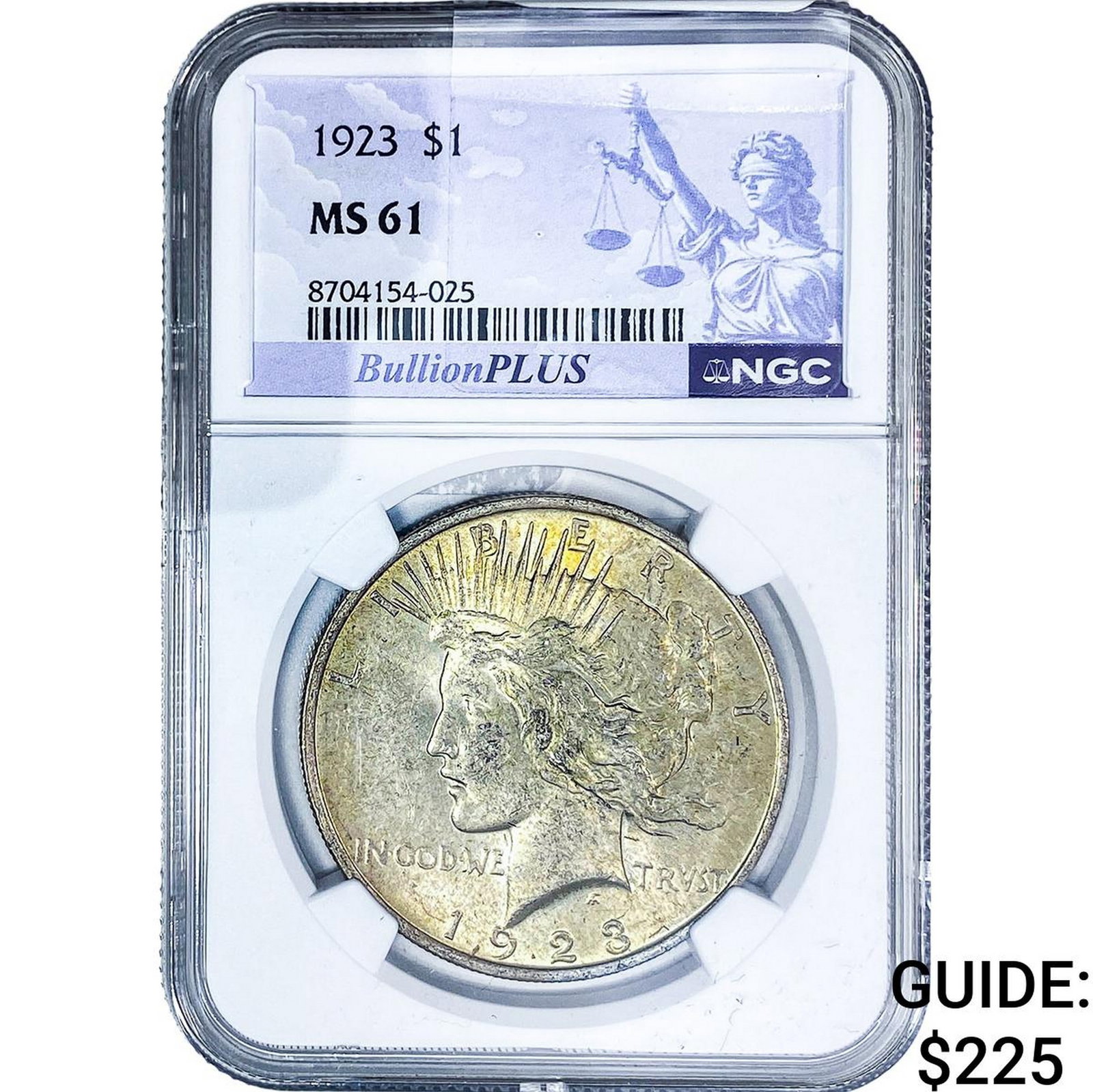1923 Silver Peace Dollar NGC MS61: 1923 Silver Peace Dollar NGC MS61