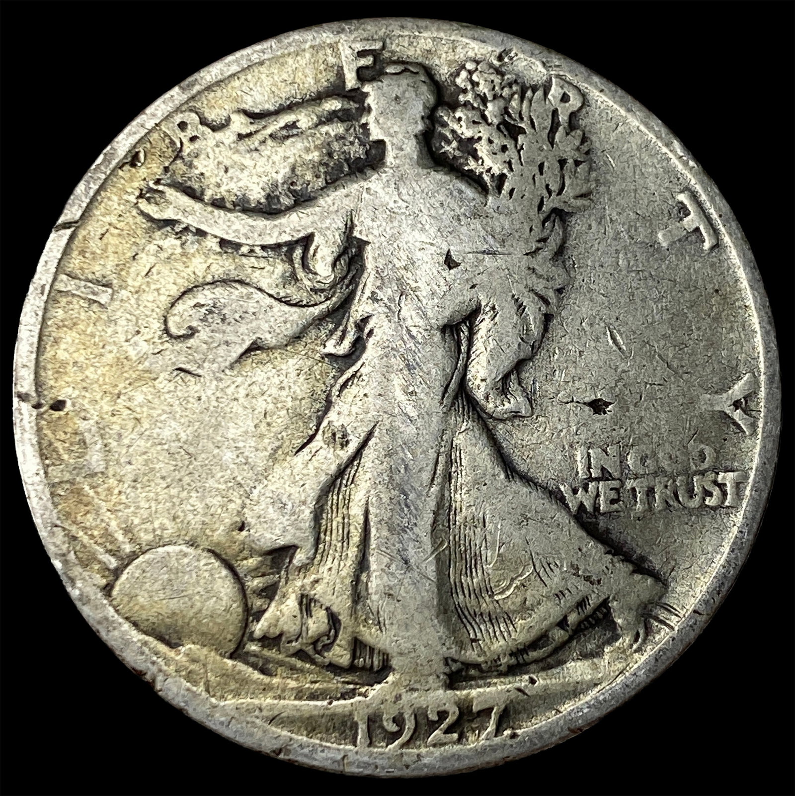 1927-S Silver Walking Liberty Half Dollar LIGHTLY CIRCULATED: 1927-S Silver Walking Liberty Half Dollar LIGHTLY CIRCULATED